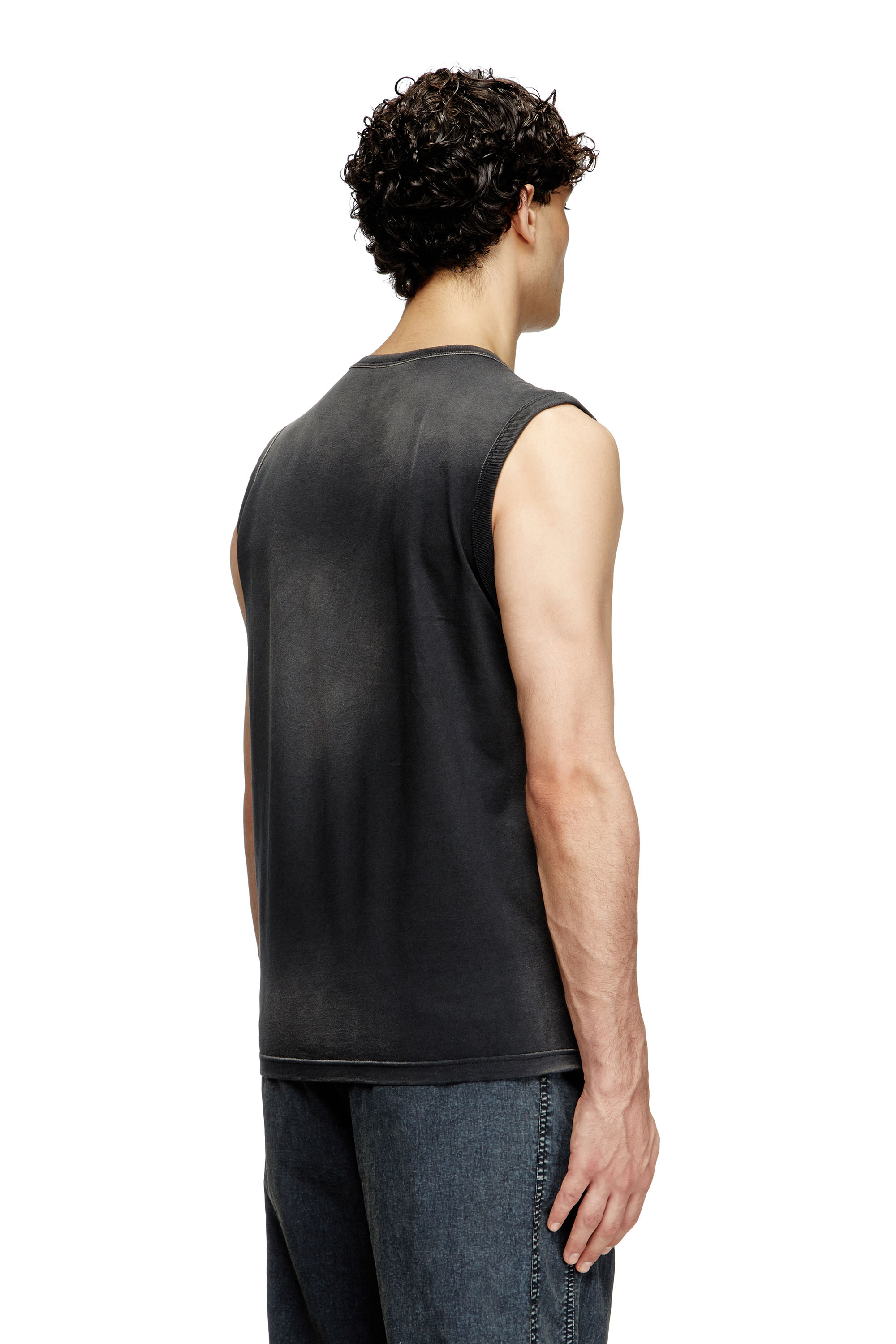 Diesel - T-BRICO-NEW, Herren Verblasstes Tanktop mit Cutout-Oval D in Schwarz - 4
