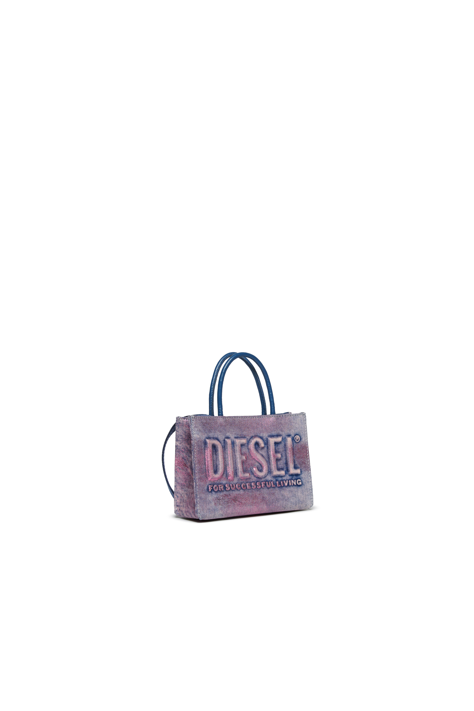 Diesel - DSL 3D MINI BAG, Damen Dsl 3D - Baumwolltasche mit Schulterriemen in Blau/Rosa - 3