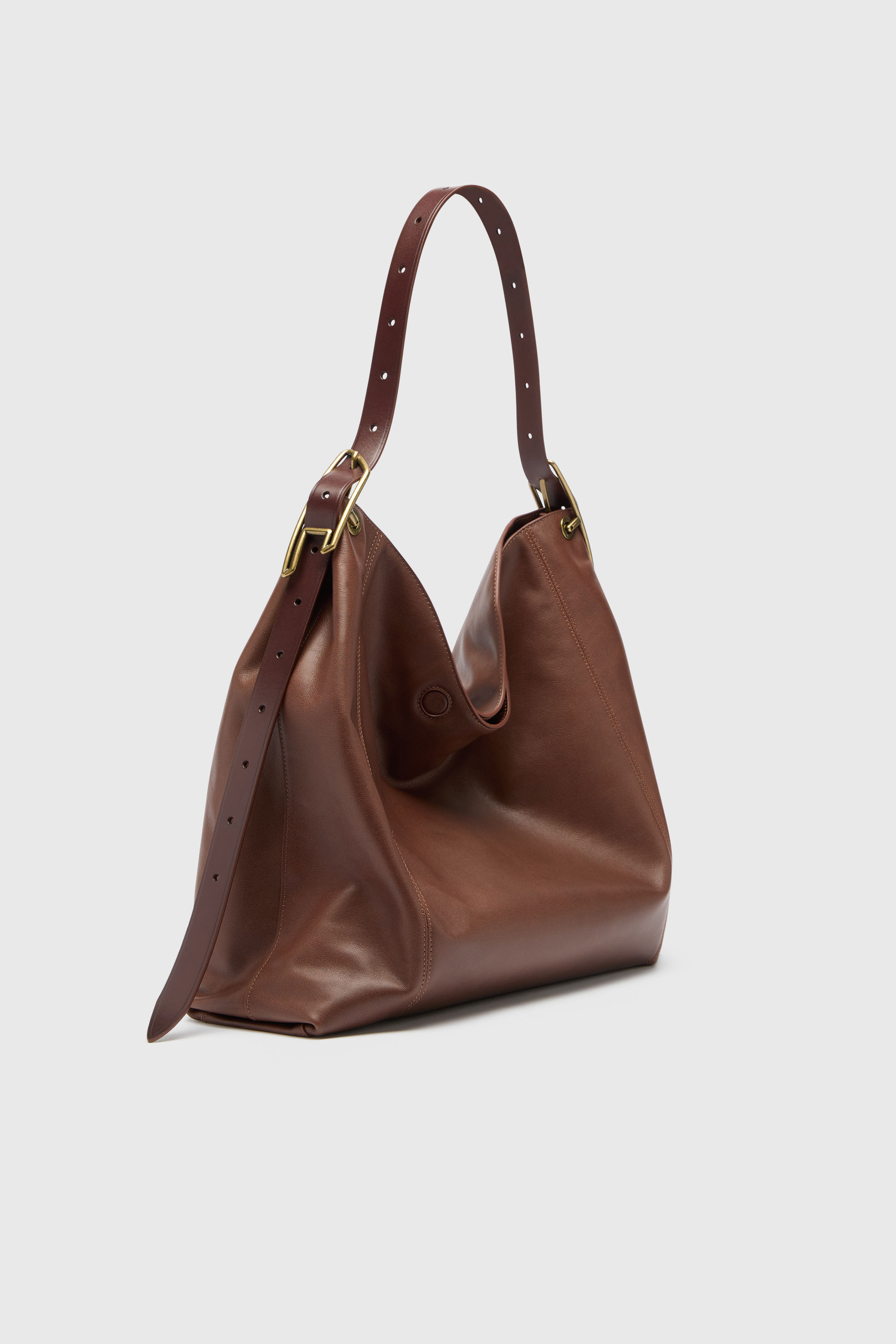 Diesel - D-LINE HOBO L, Woman's D-Line-Hobo bag in leather in Dark Brown - 7
