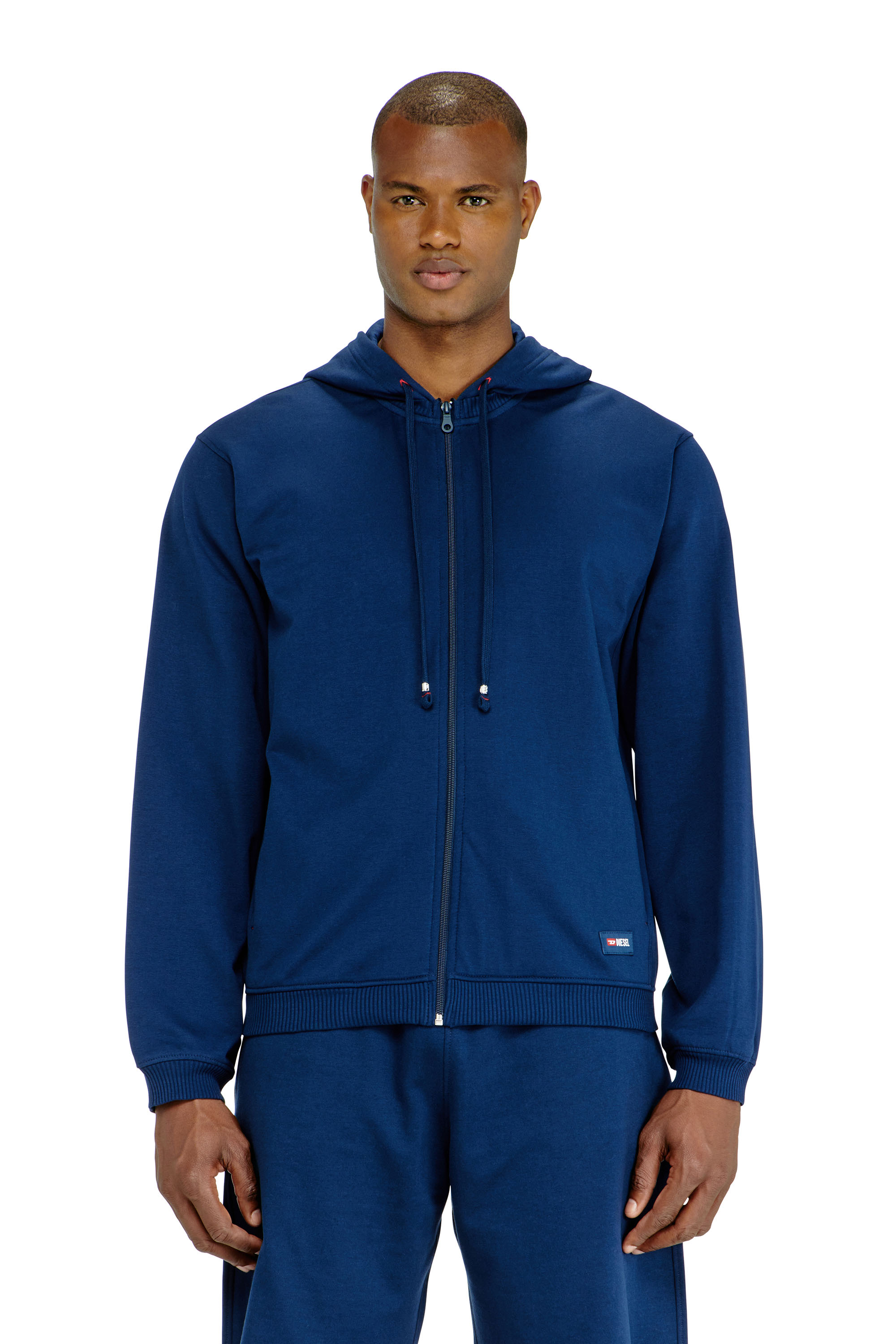 Diesel - JOY-D-CORE, Herren Kapuzenpullover aus aufgerauter Baumwollmischung in Blau - 1