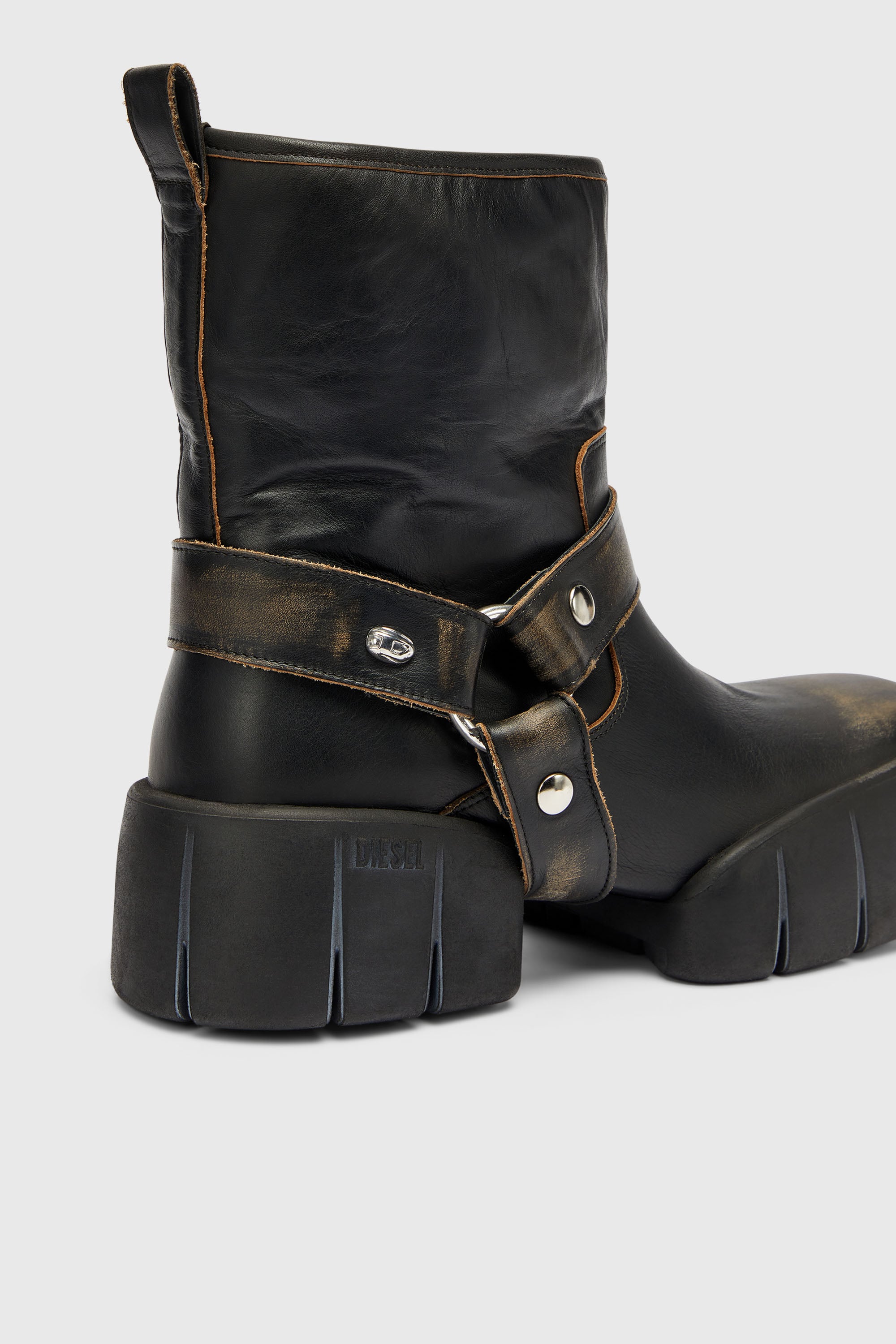 Diesel - D-TEX TU, Herren D-Tex - Biker-Boots aus distressed Leder in Dunkelbraun - 4