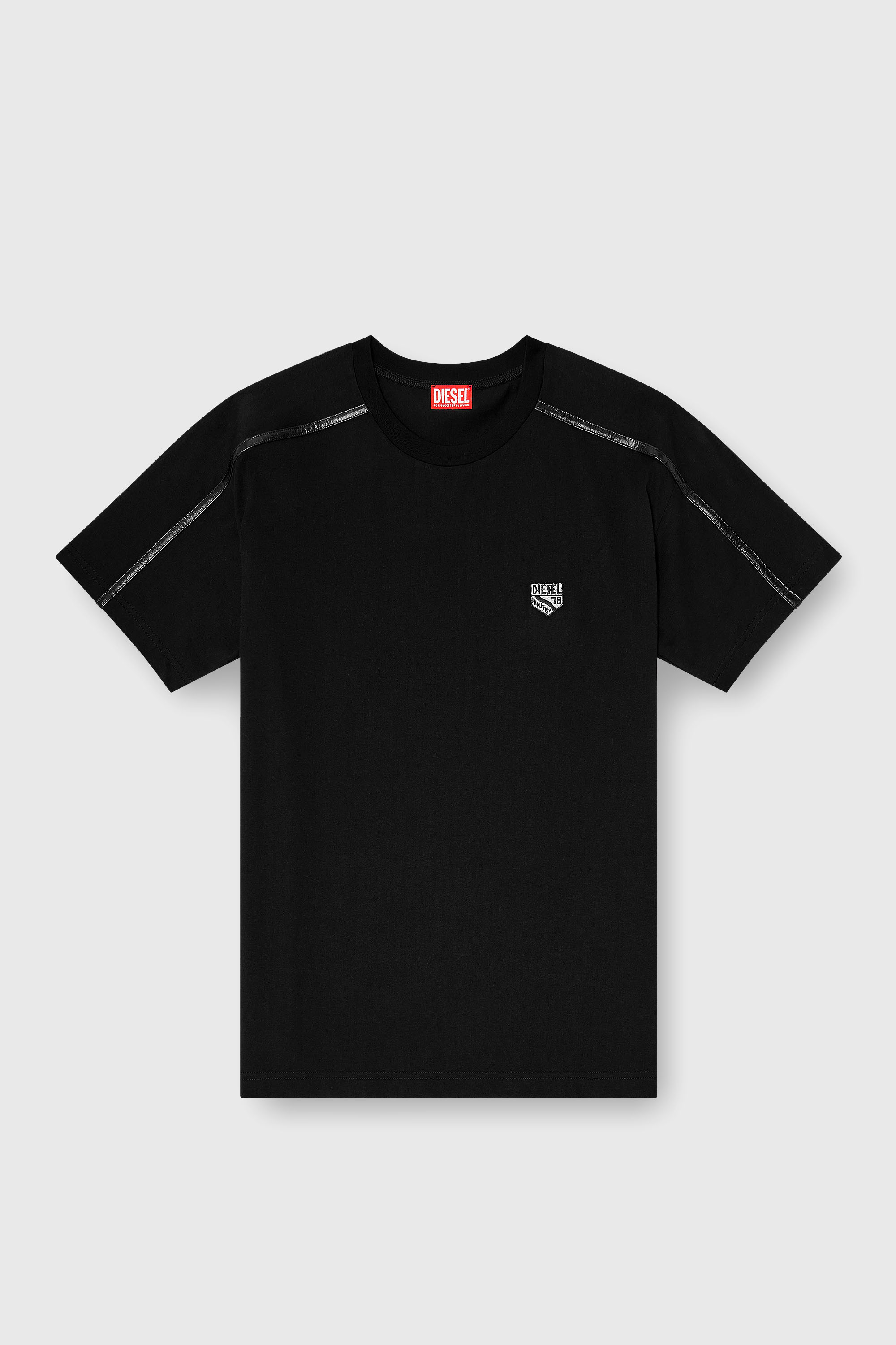 Diesel - T-NORM-FL, Herren T-shirt mit Kontrastabschl&uuml;ssen und Logo patch in Schwarz - 2