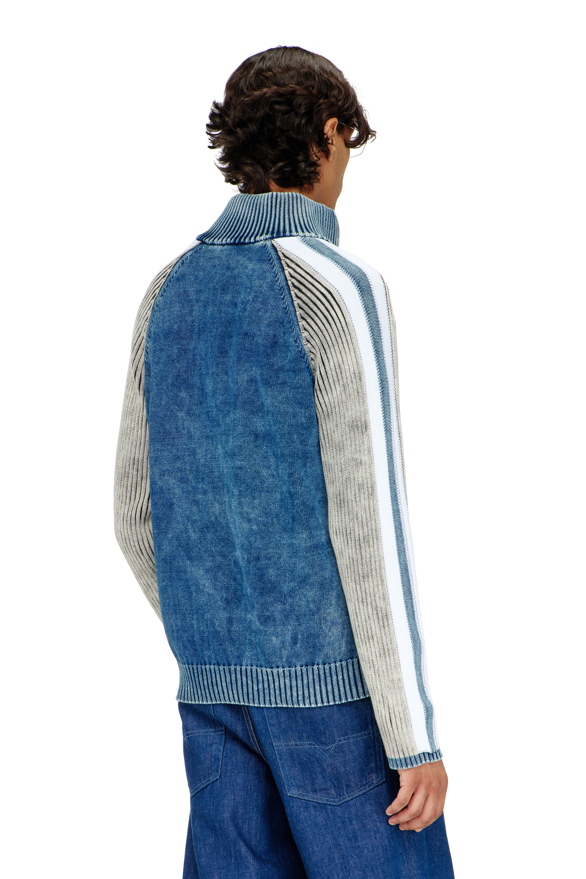 Diesel - K-HERONIMO, Herren Rei&szlig;verschluss-Cardigan mit sportlichen Streifen in Blau/Grau - 4