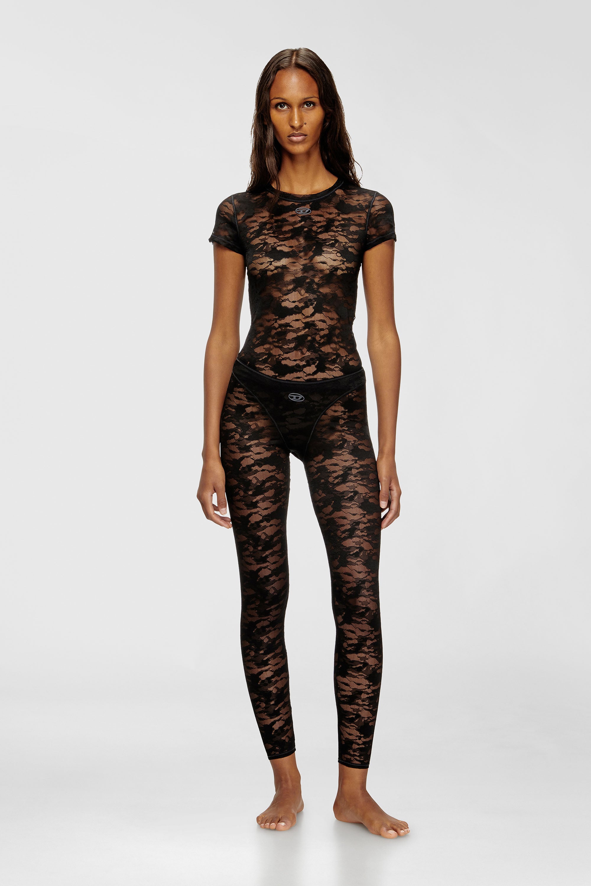 Diesel - CLAIRE-UTLT, Woman's Camo lace leggings in Black - 1