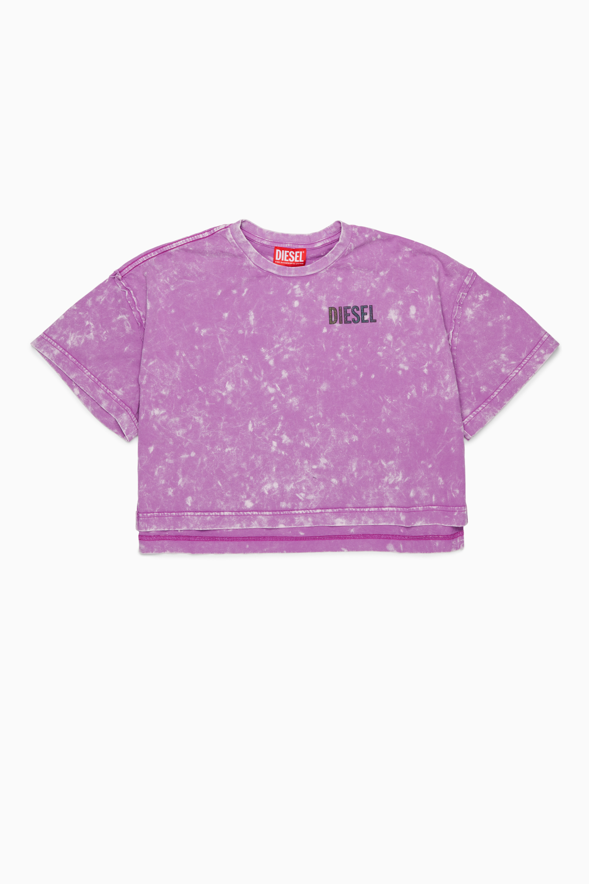 Diesel - TLOXY, Damen Kurz geschnittenes T-Shirt mit Tie-Dye-Effekt in Violett - 1