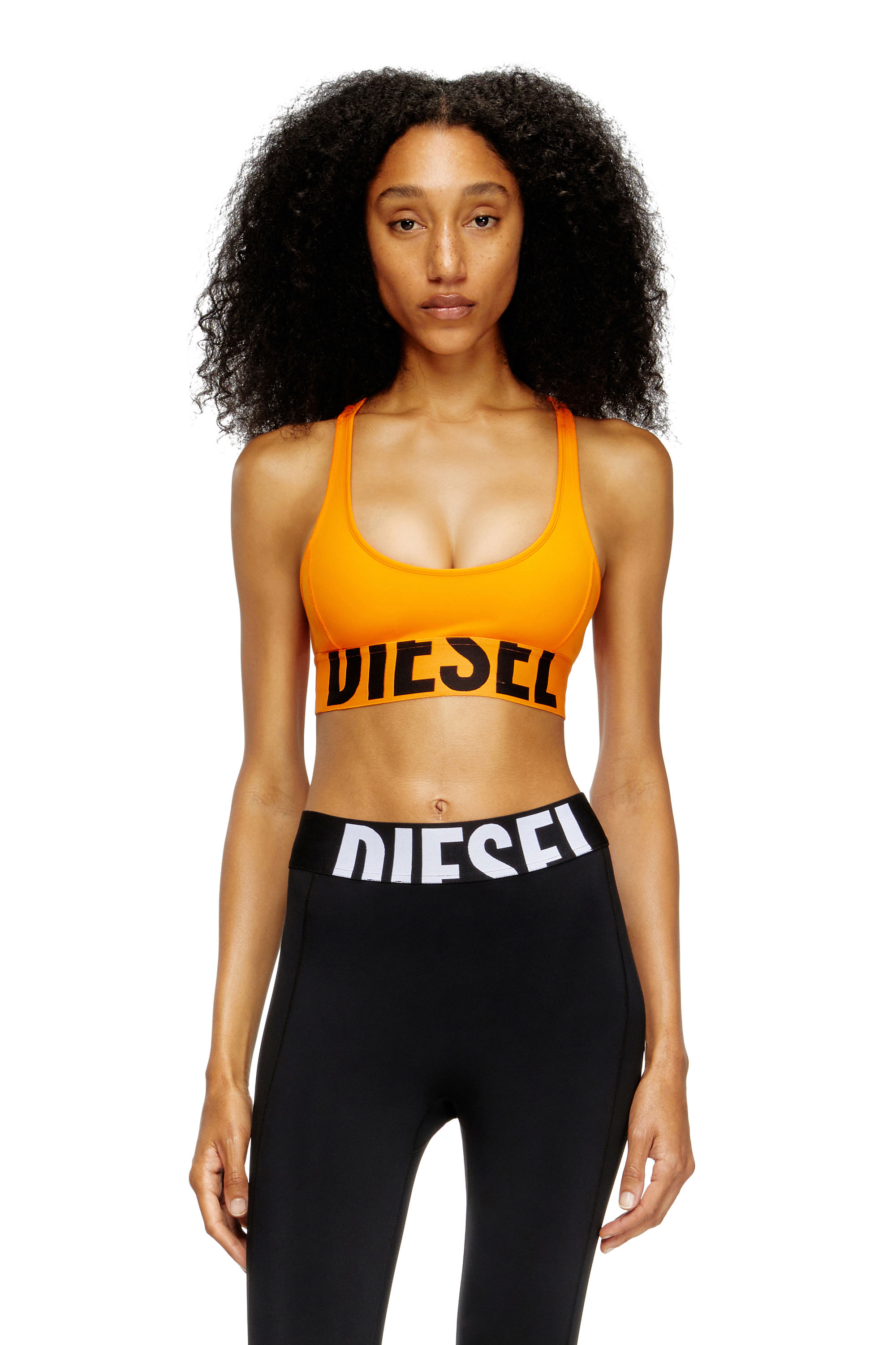 Diesel - ALLISON-D-POP, Damen Sport-BH aus Mikrofaser mit Cut-off-Logo in Orange - 1