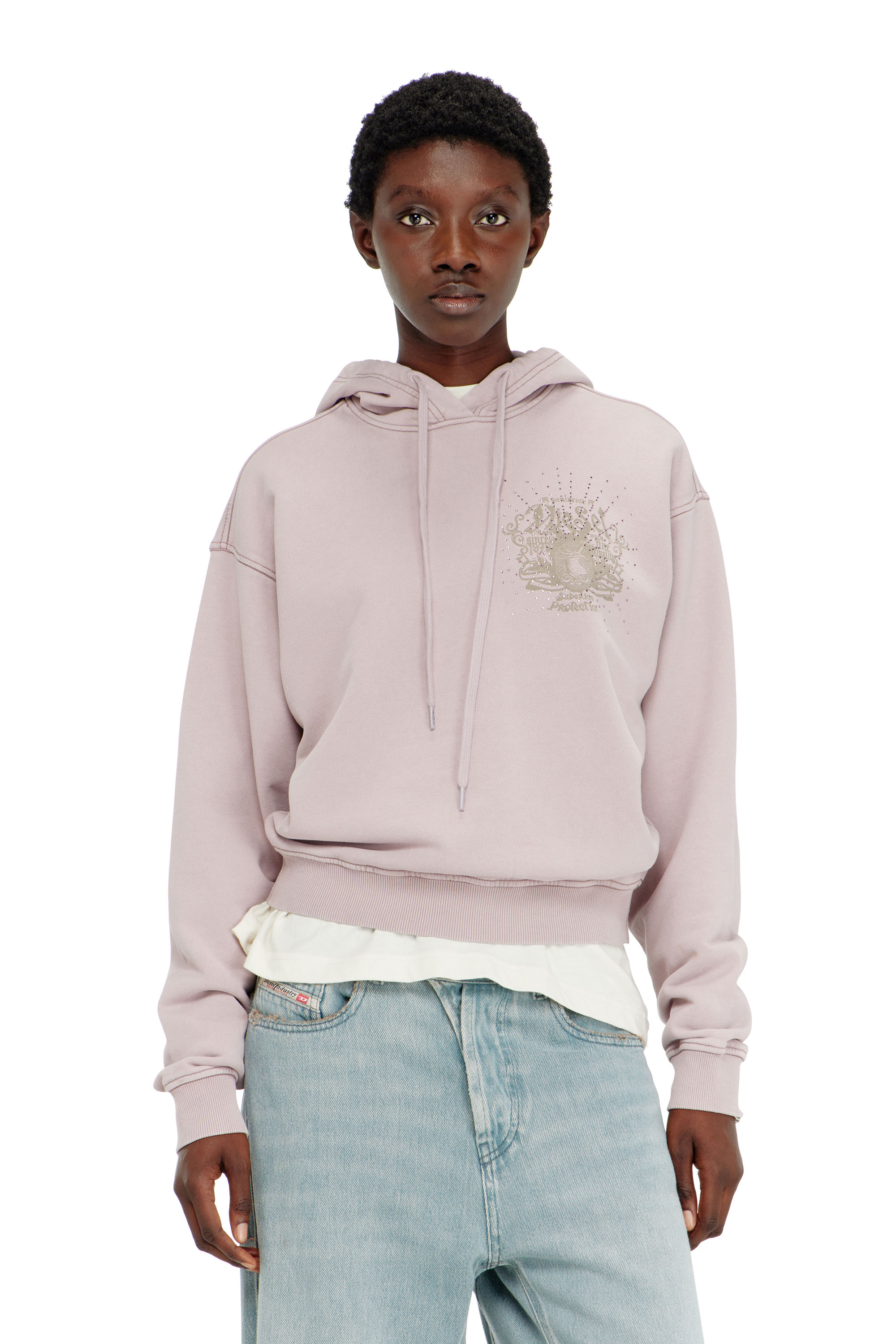 Diesel - F-PHOENY, Damen Hoodie mit Prints und Strasssteinen in Lila - 1