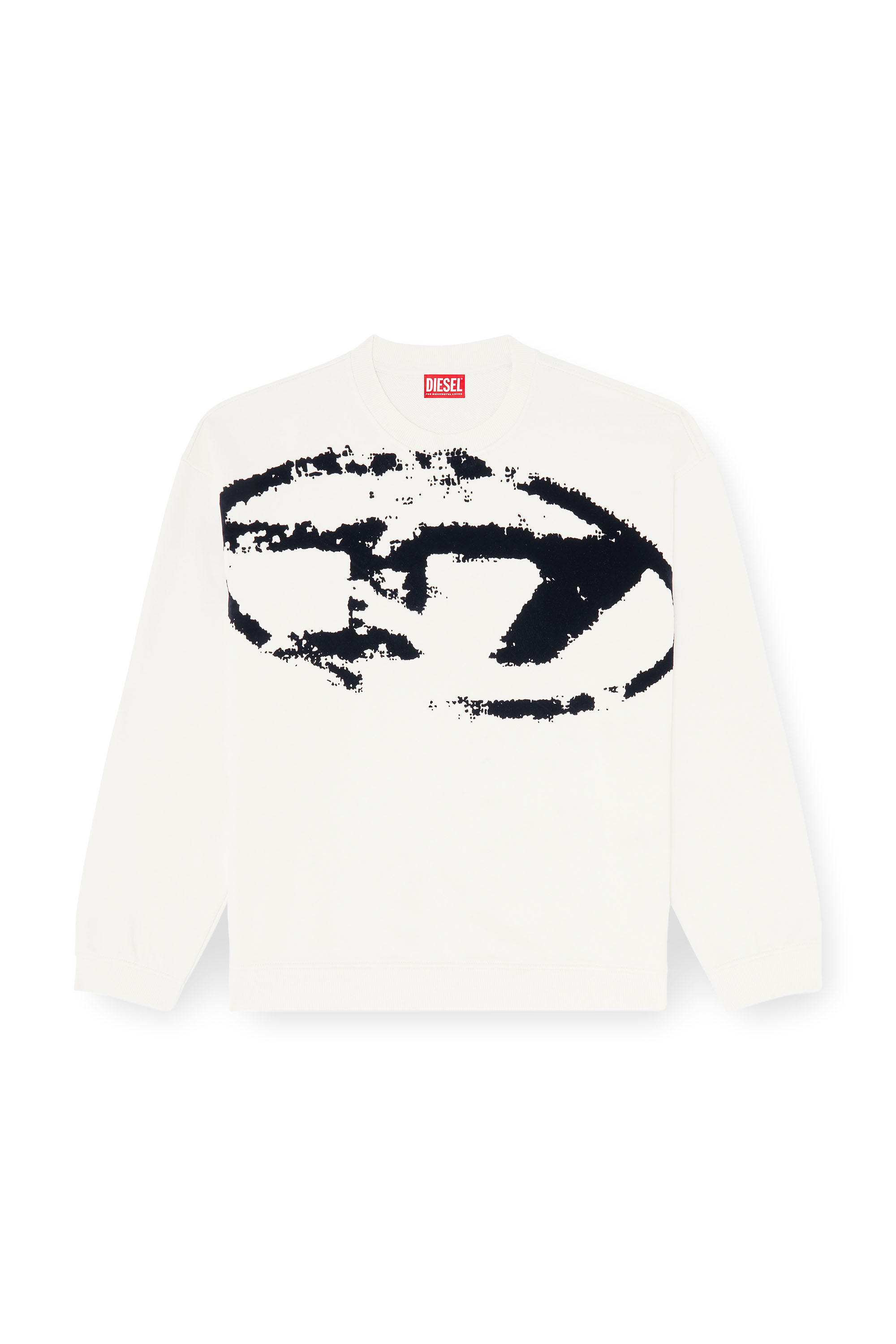 Diesel - S-BOXT-N5, Herren Baumwoll-Sweatshirt mit geflocktem Oval D in Schwarz/Weiss - 3