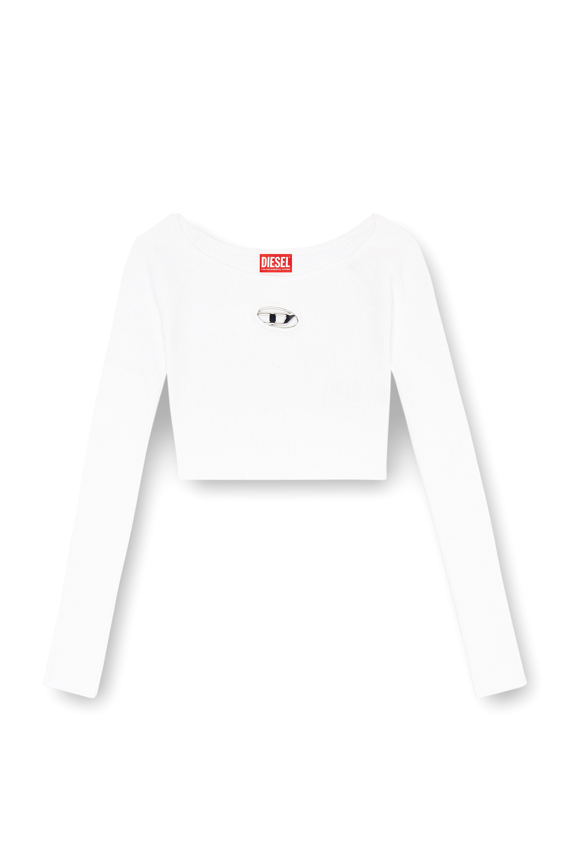 Diesel - M-VERA-LS, Damen Off-the-Shoulder-Top aus Rippstrick in Wei&szlig; - 2