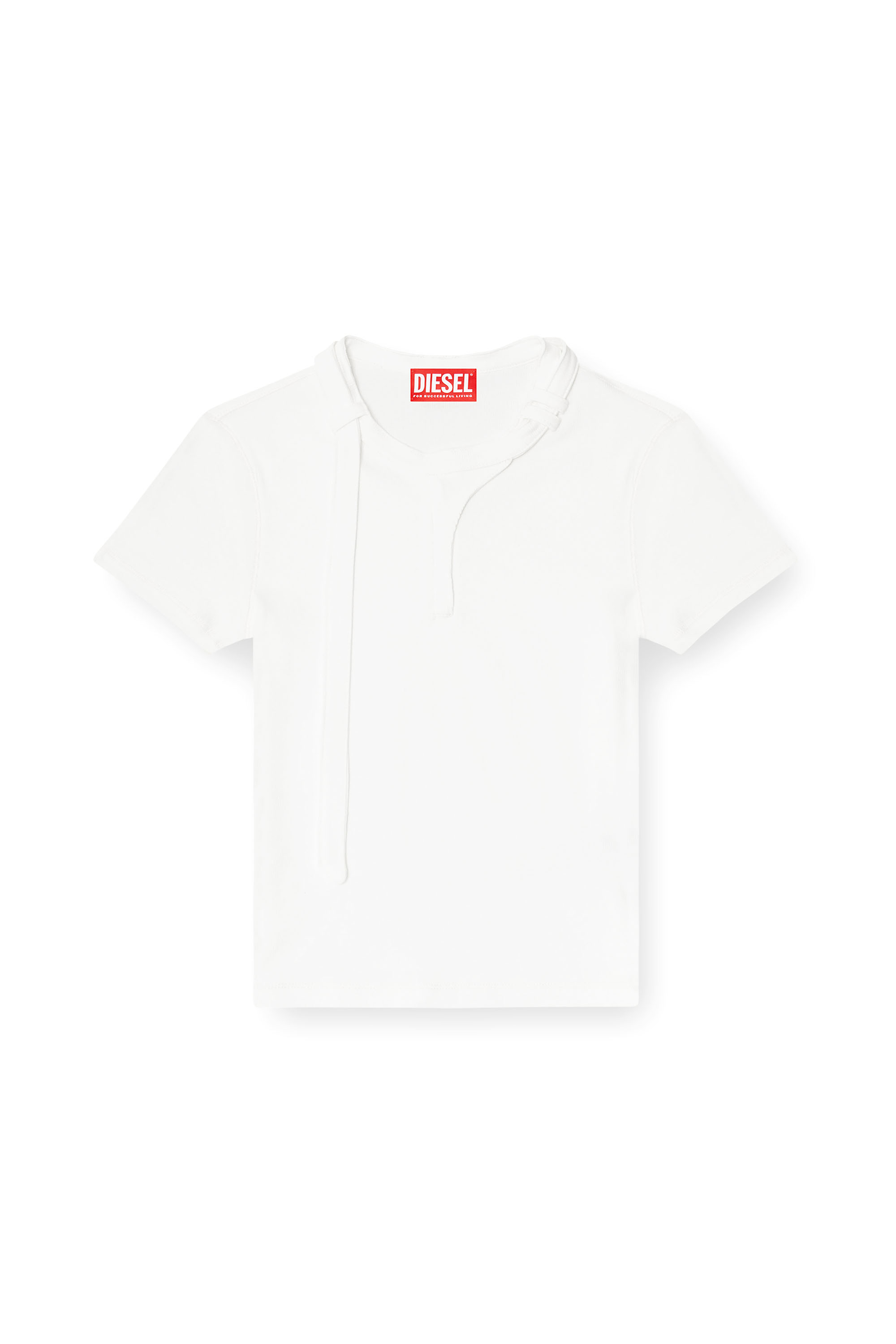 Diesel - T-IARAS, Damen Ripp-Jersey-Top mit Biker-Nackenriemen in Wei&szlig; - 3