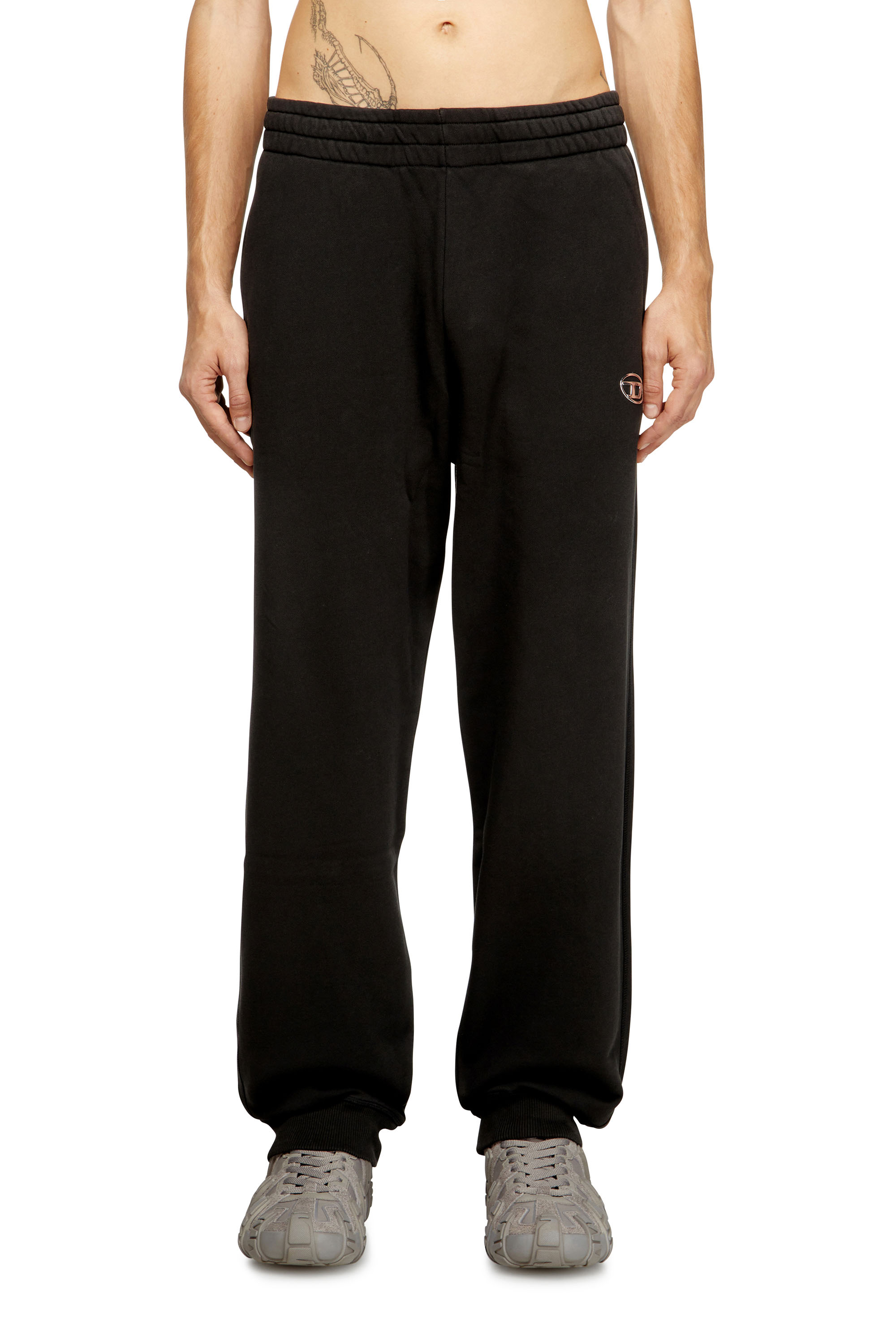 P-MARKY-IOD, Schwarz Diesel - P-MARKY-IOD, Herren Baumwollsweatpants mit metallischem Oval D in Schwarz - 3