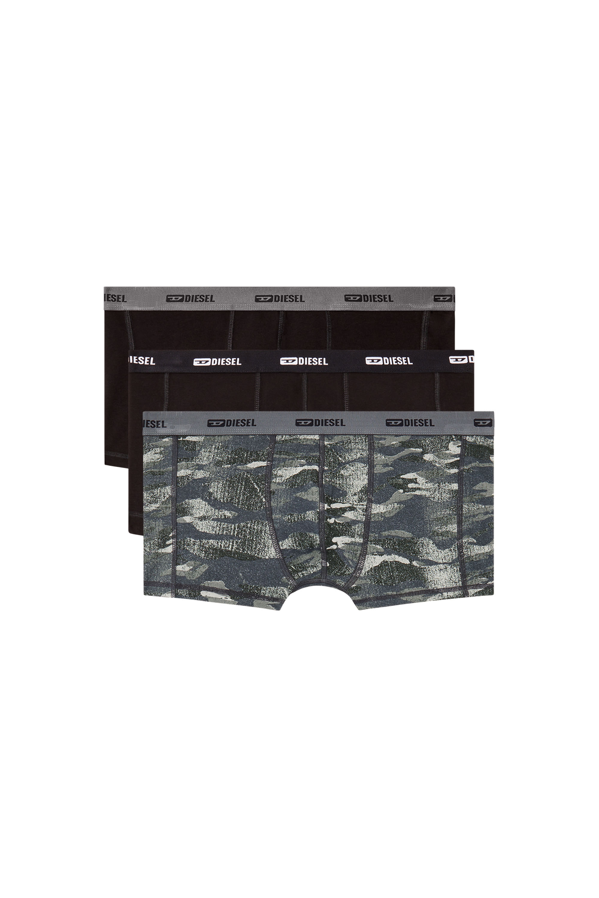 Diesel - DAMIEN-UTLT-3PACK, Man's 3-pack of boxer briefs plain and camo in Black/Grey - 1