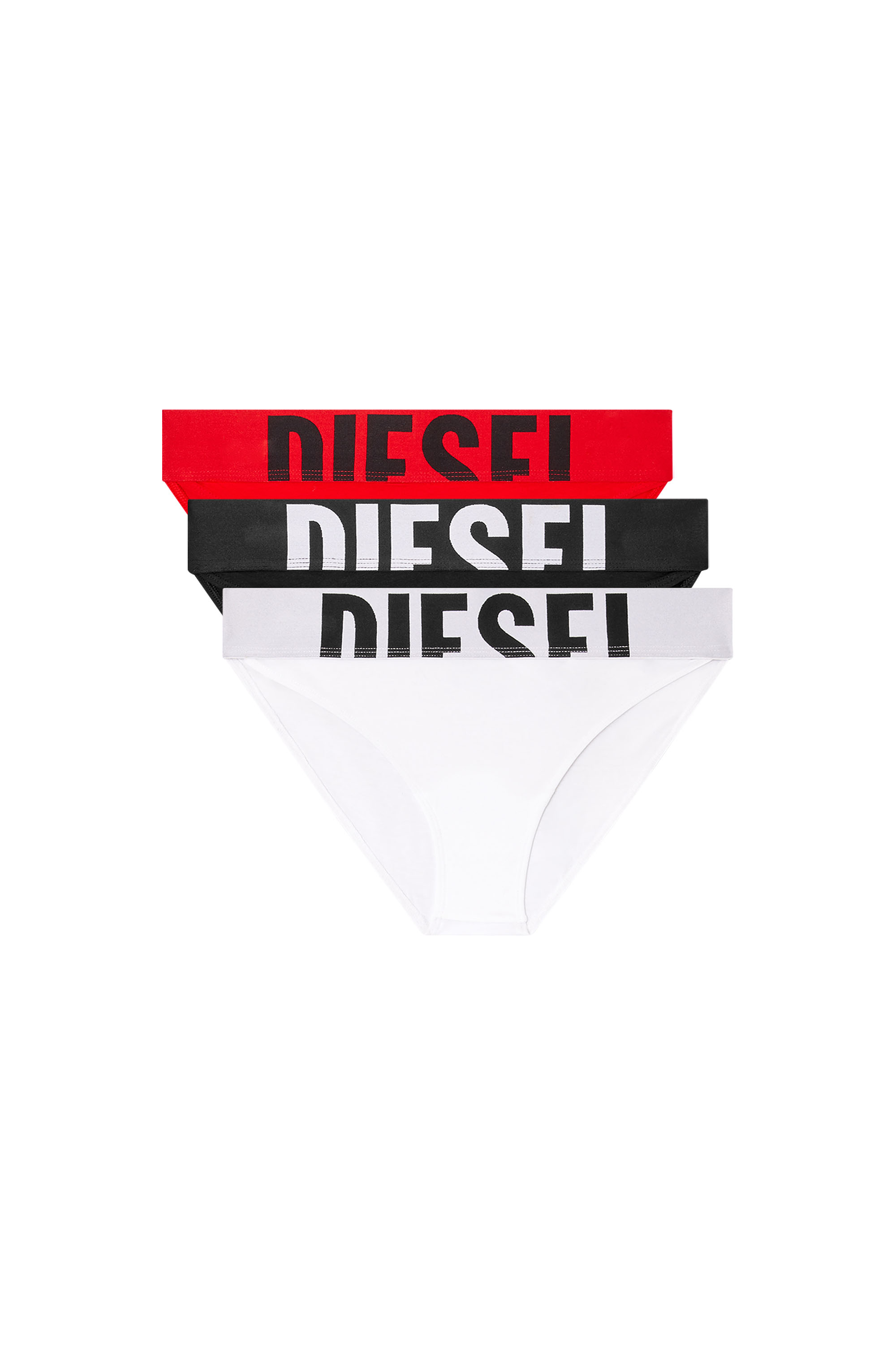 Diesel - LOLA-D-POP-3PACK, Damen Slips mit Cut-off-Logo im Dreierpack in Weiss/Rot - 1