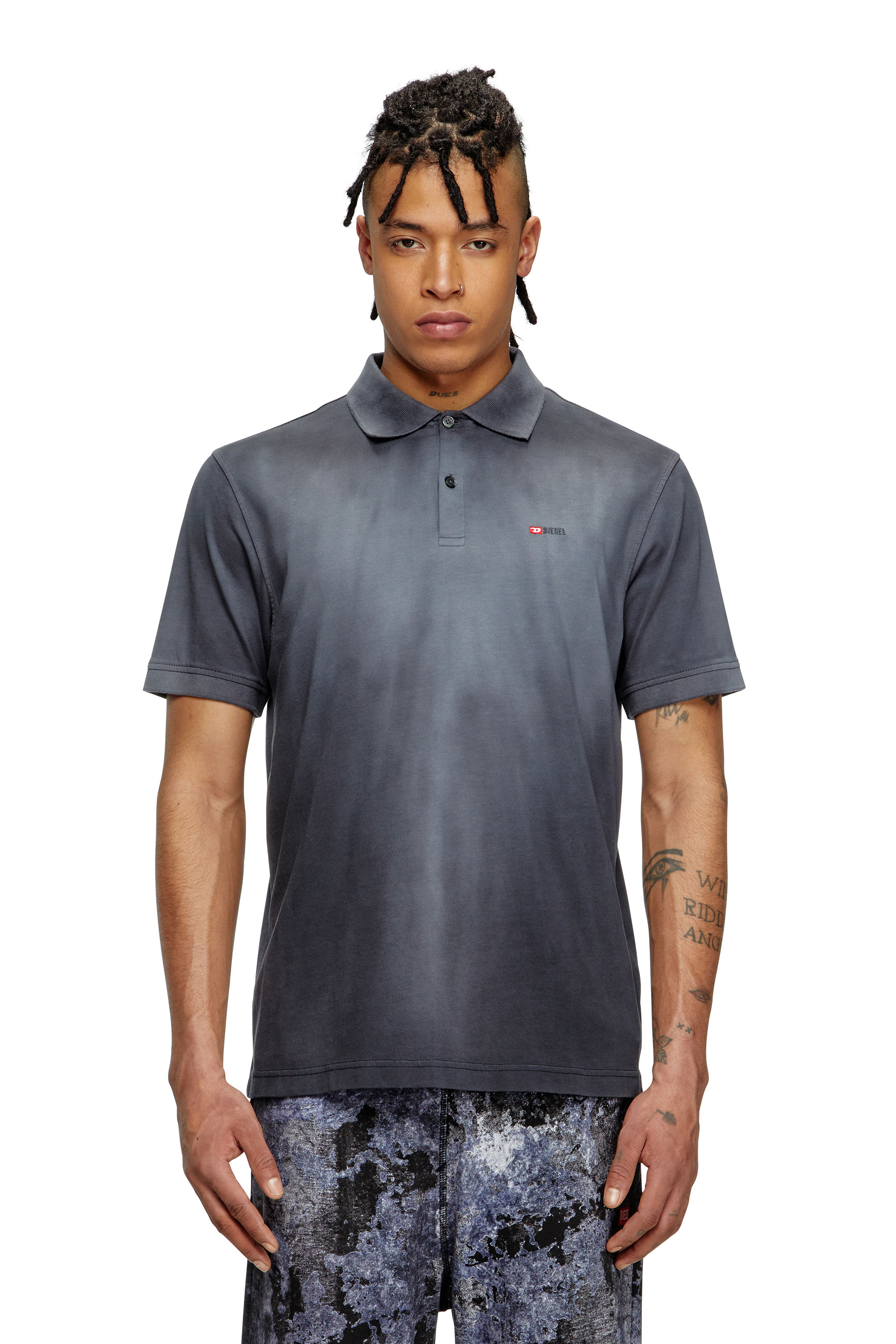 Diesel - T-REJUST-R3, Herren Polohemd aus Jersey mit Logo-Stickerei in Schwarz - 1