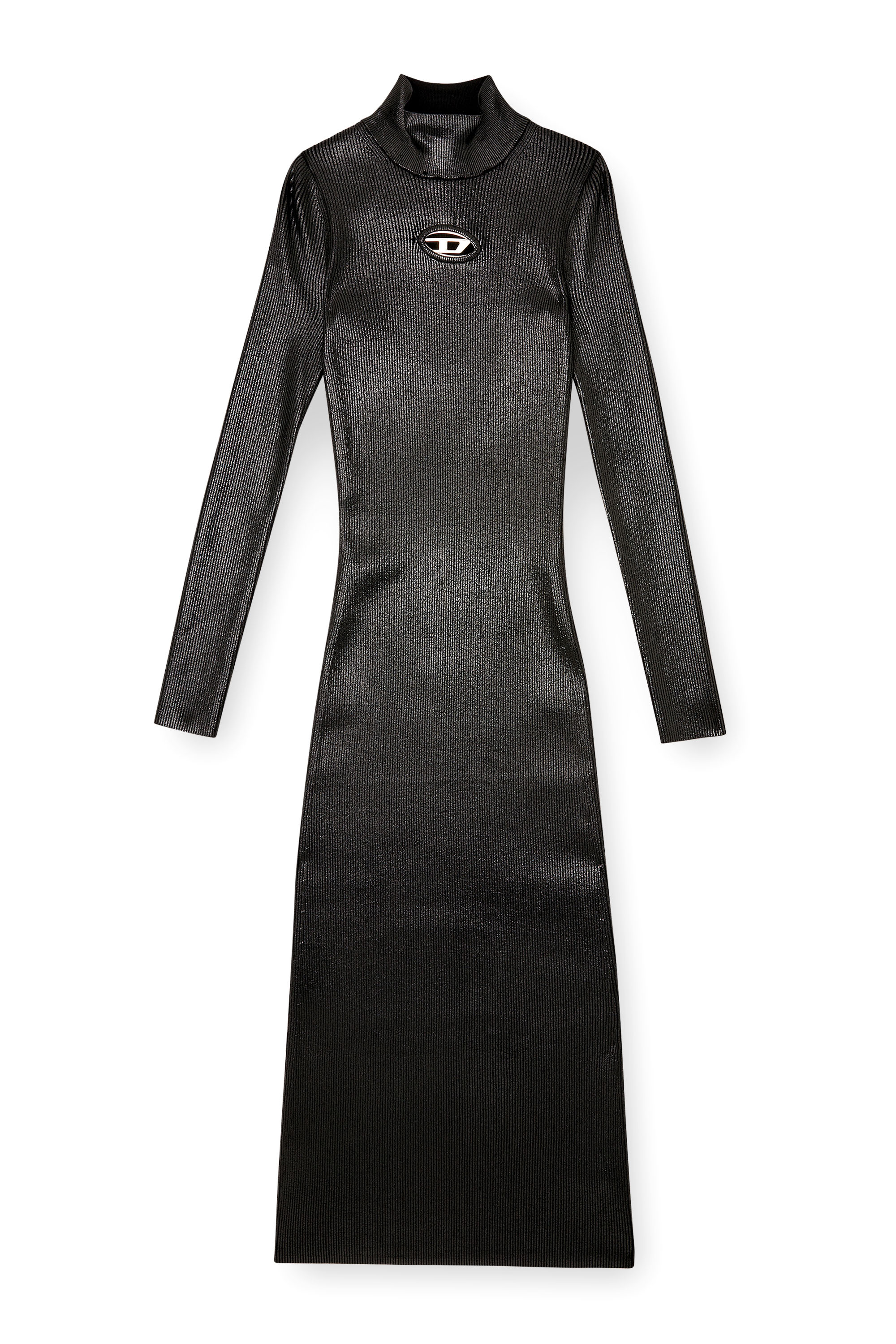 Diesel - M-ZARY-B, Damen Midi-Kleid mit Rollkragen aus glänzendem Strick in Schwarz - 3