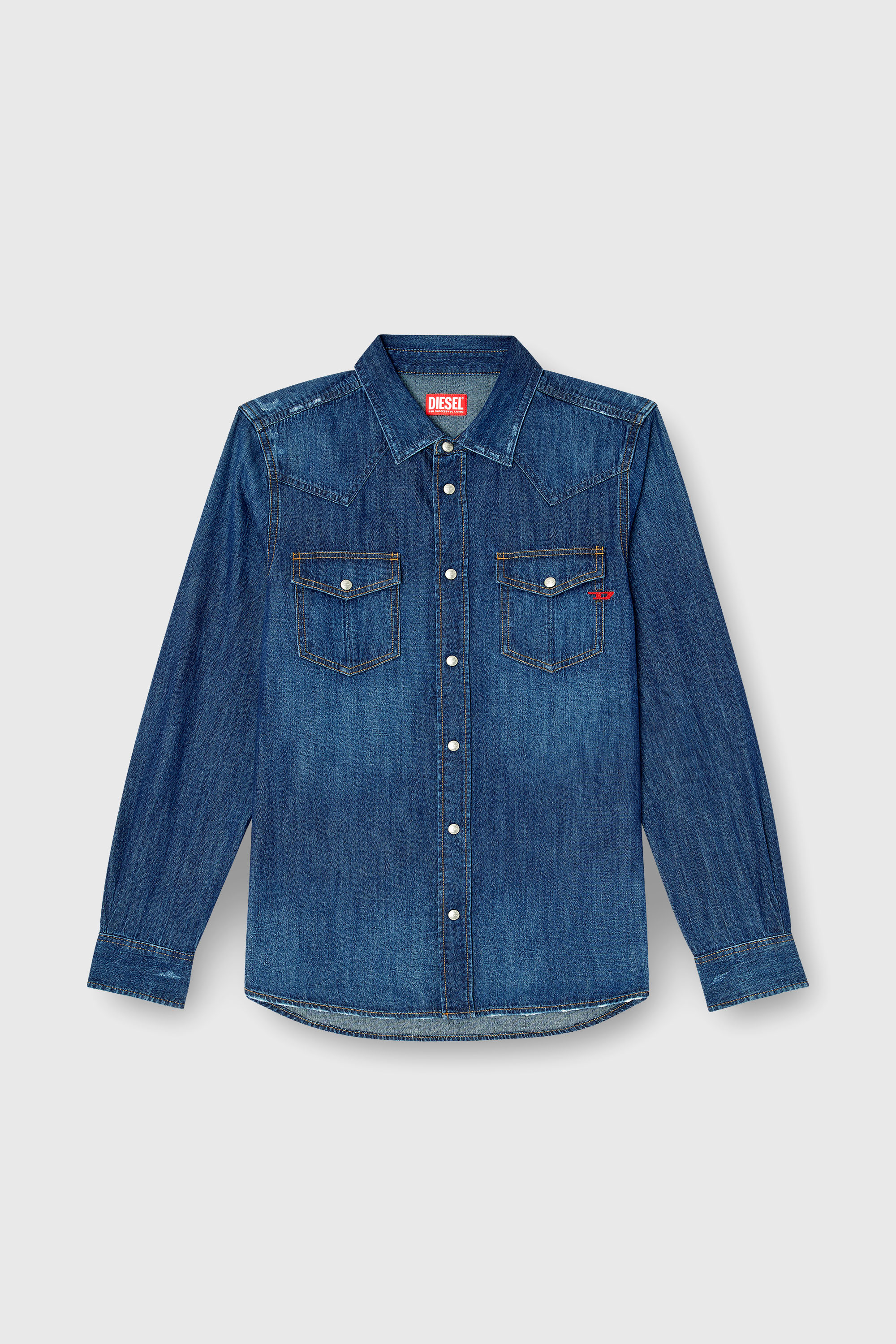 Diesel - D-VEGA, Herren Overshirt aus Denim in Dunkelblau - 1