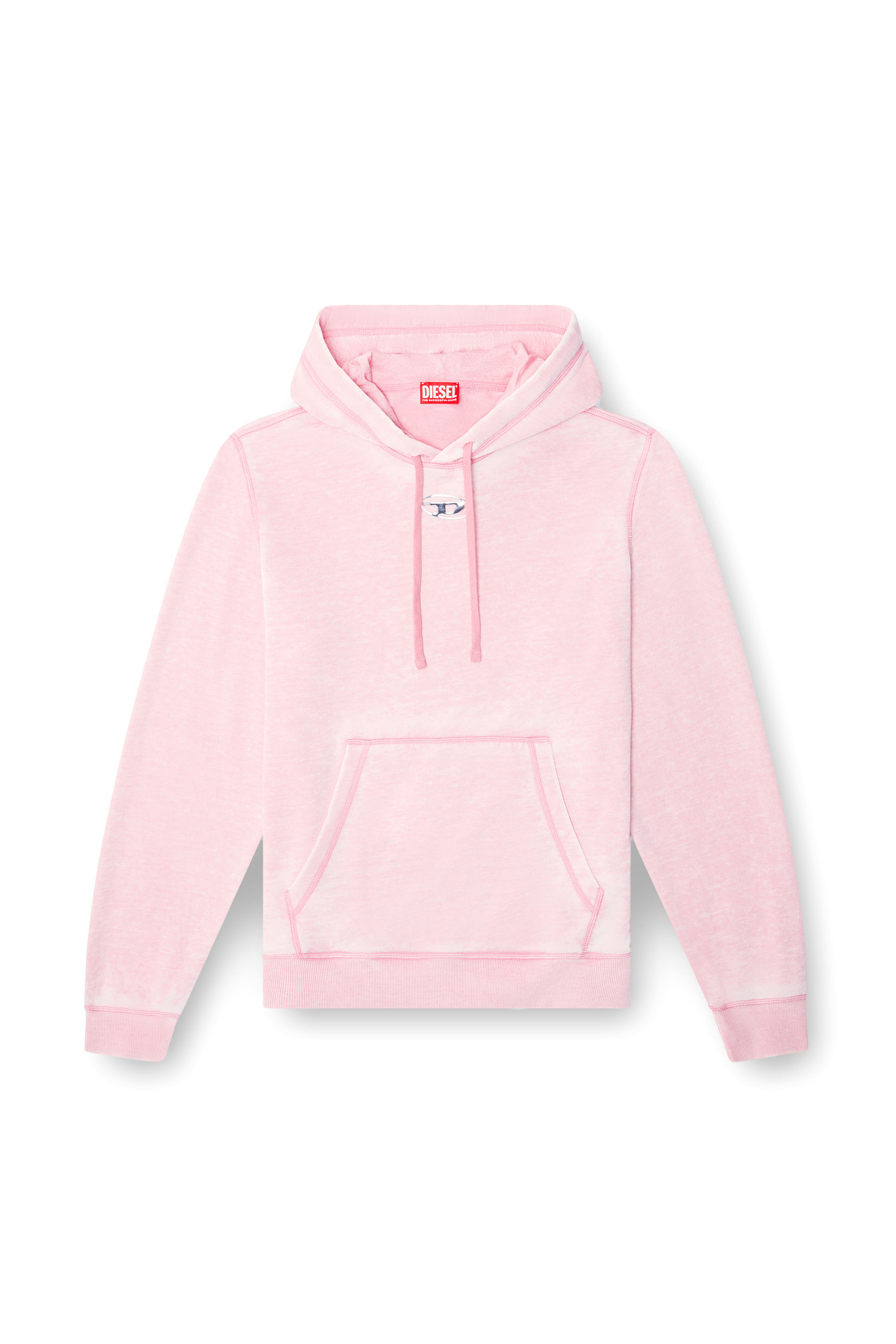 Diesel - S-GINN-HOOD-PAK, Herren Burnout-Hoodie mit Logo aus Metall in Rosa - 2