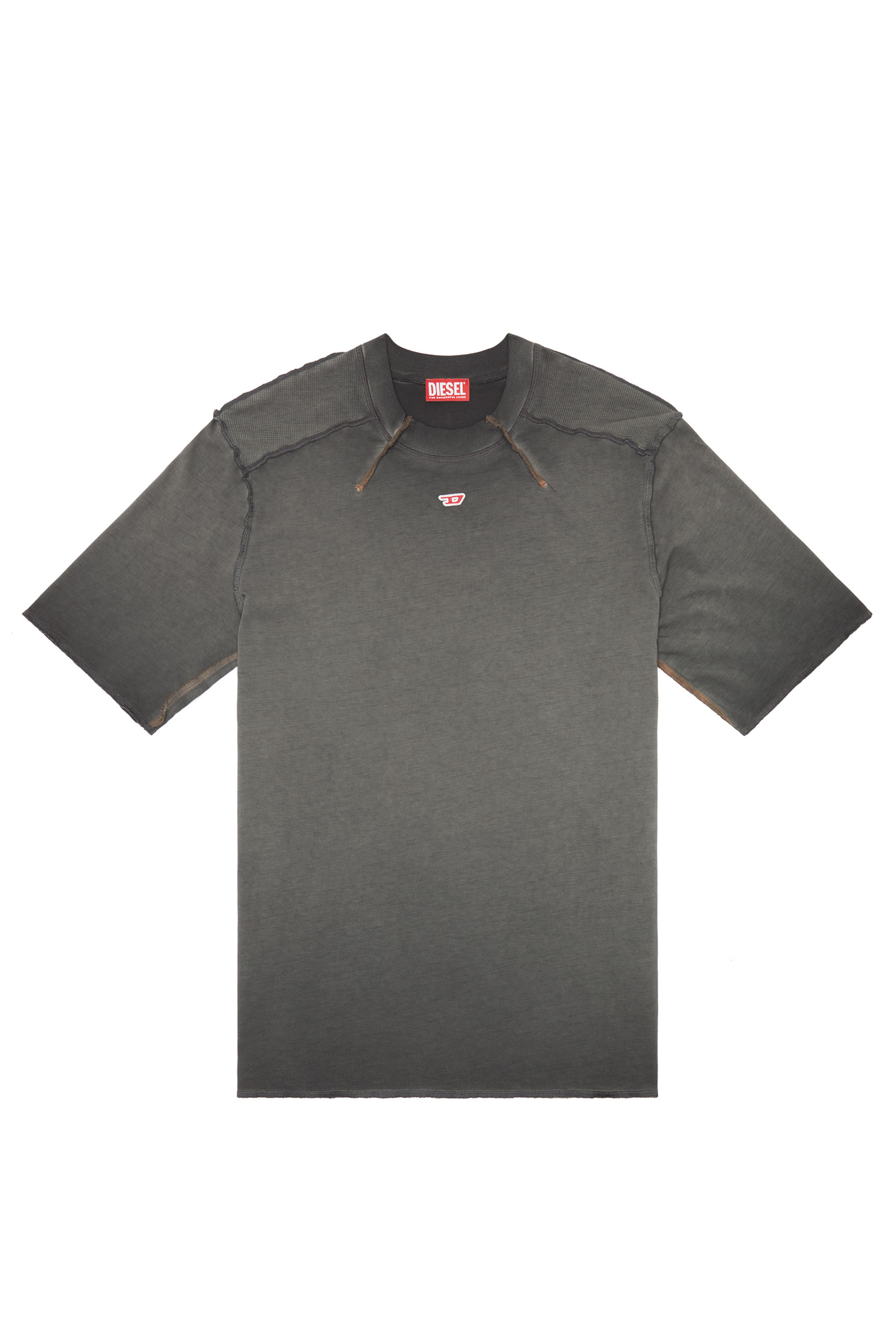 Diesel - T-ERIE-N, Herren T-Shirt mit Schultern mit Mikro-Waffel-Muster in Grau - Image 3