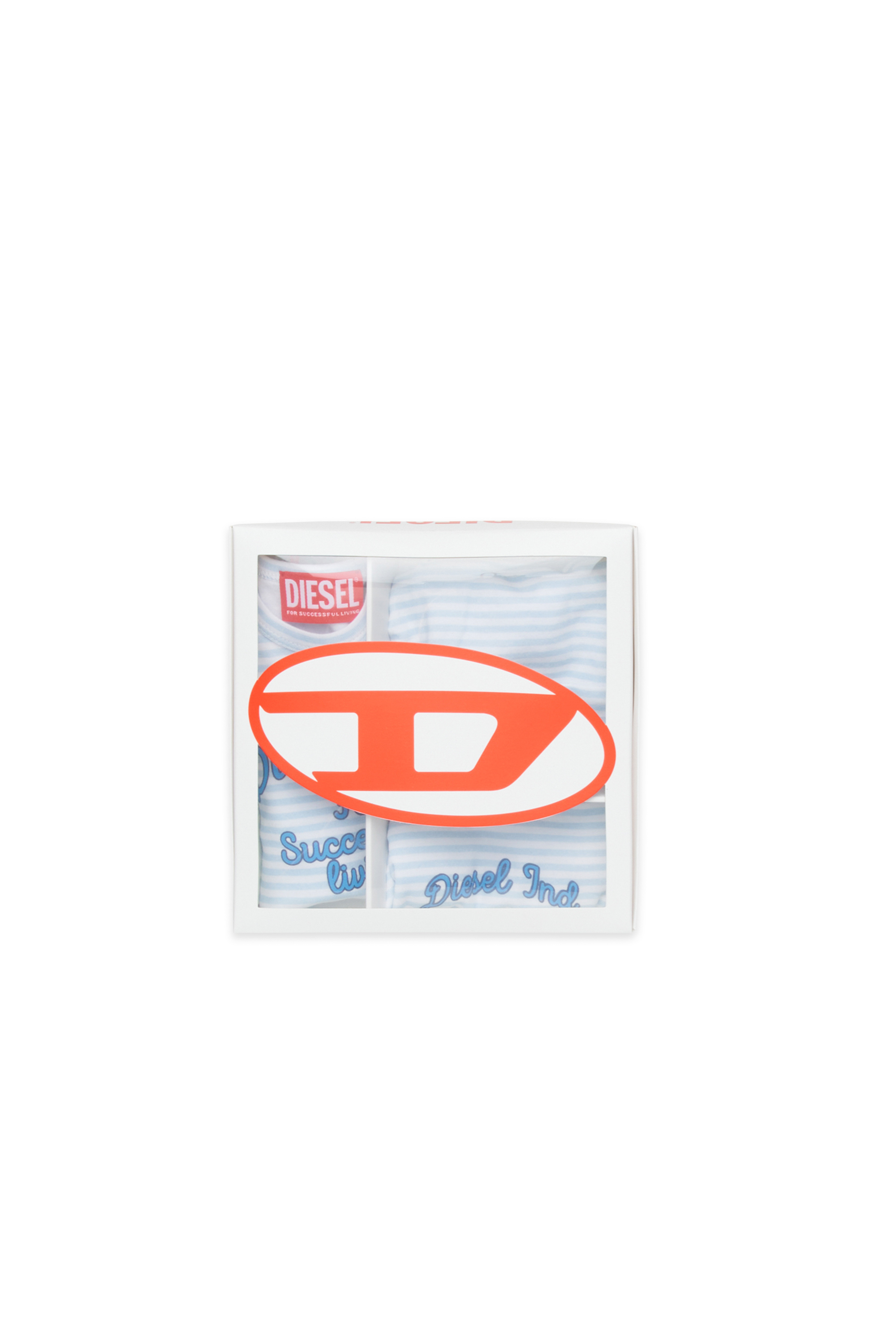 Diesel - USPELBOX-NB, Unisex Baby-Geschenkset aus gestreifter Baumwolle in Blau - 4