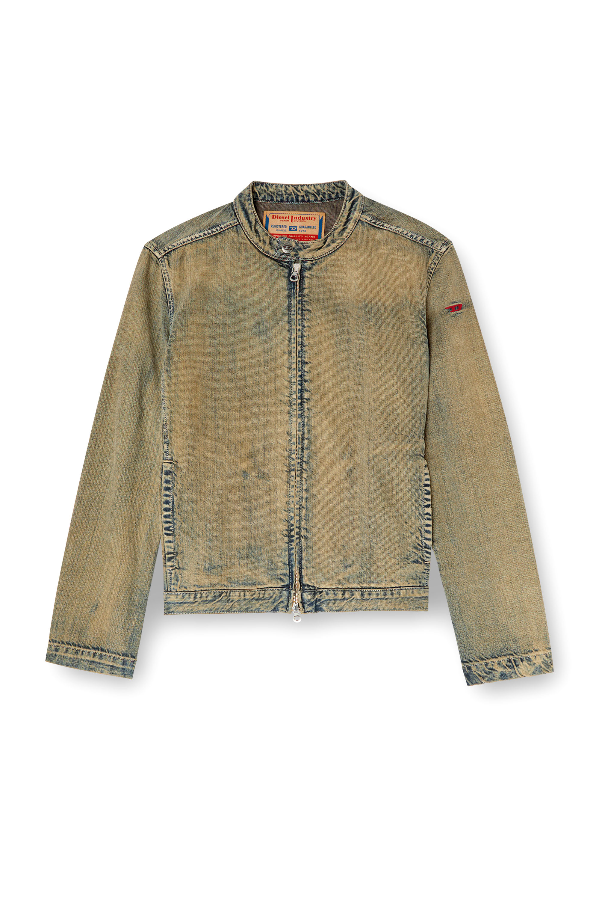 Diesel - D-GLORY, Herren Motorradjacke aus Goldbrush-Denim in Mittelblau - 3