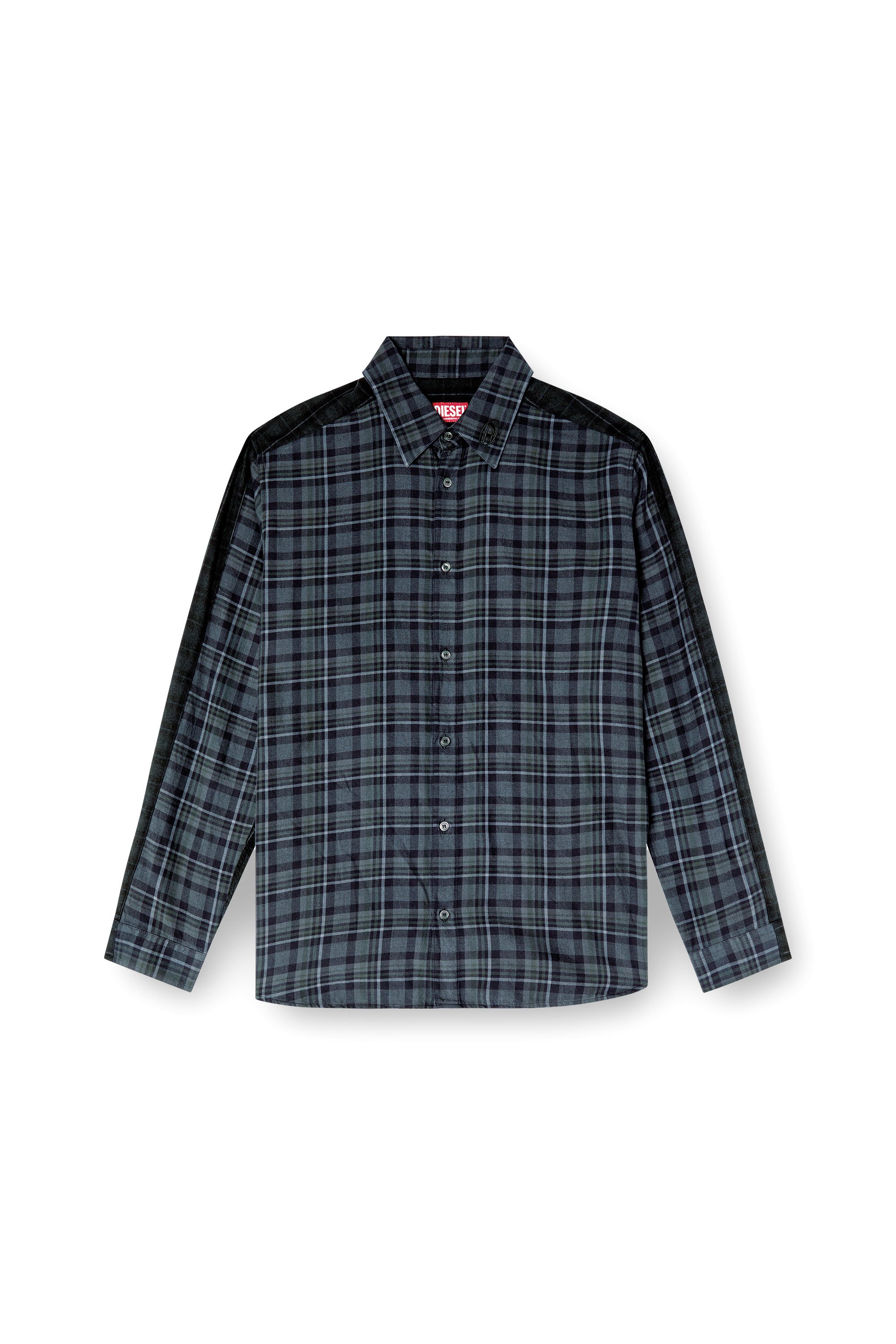 Diesel - S-SIMPLY-CHECK, Herren Gespleißtes Hemd aus Flanell mit Karo-Muster in Schwarz/Blau - 4