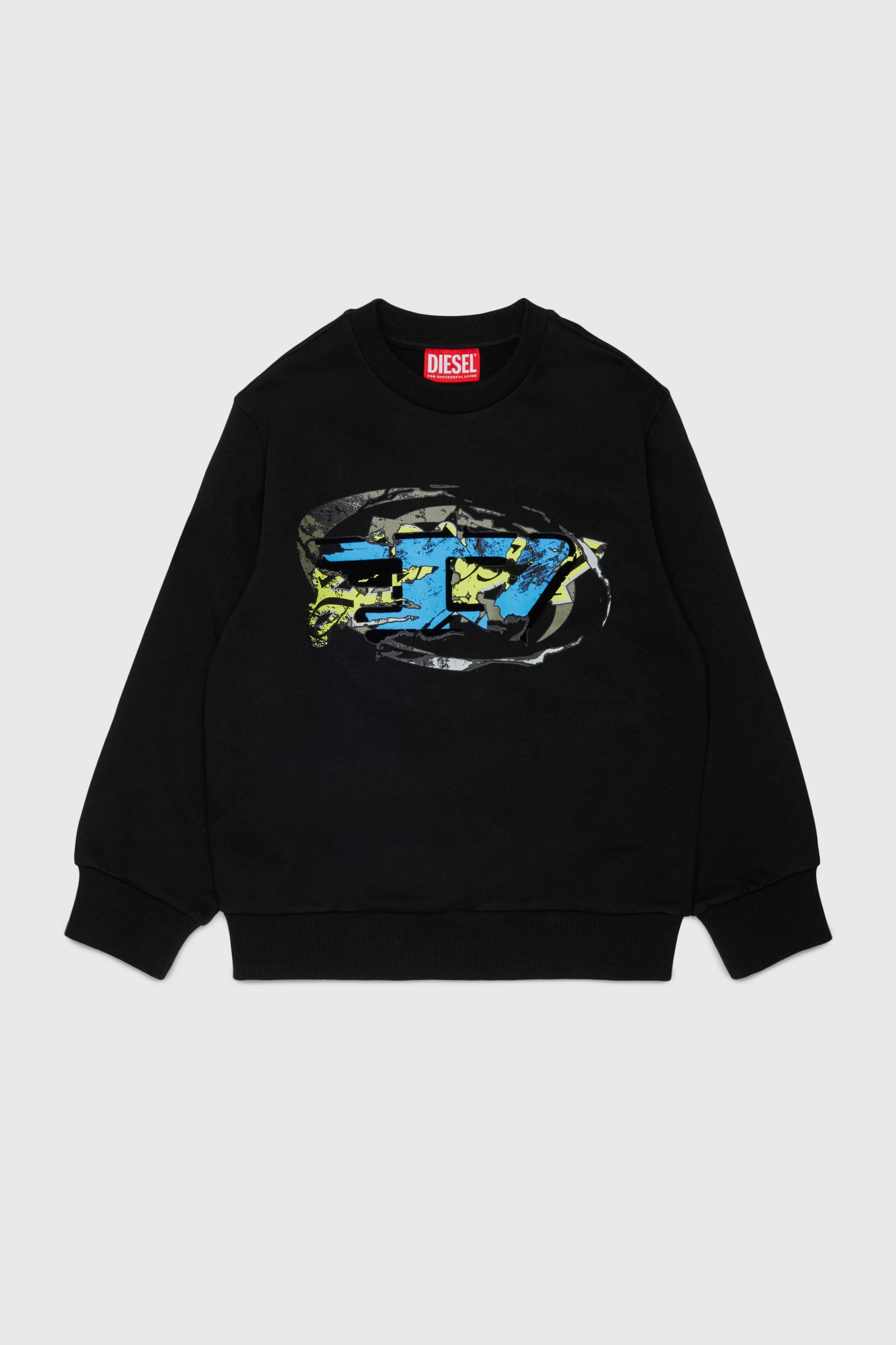 Diesel - SCRAP OVER, Herren Sweatshirt mit Oval D Grafikprint in Schwarz - 1