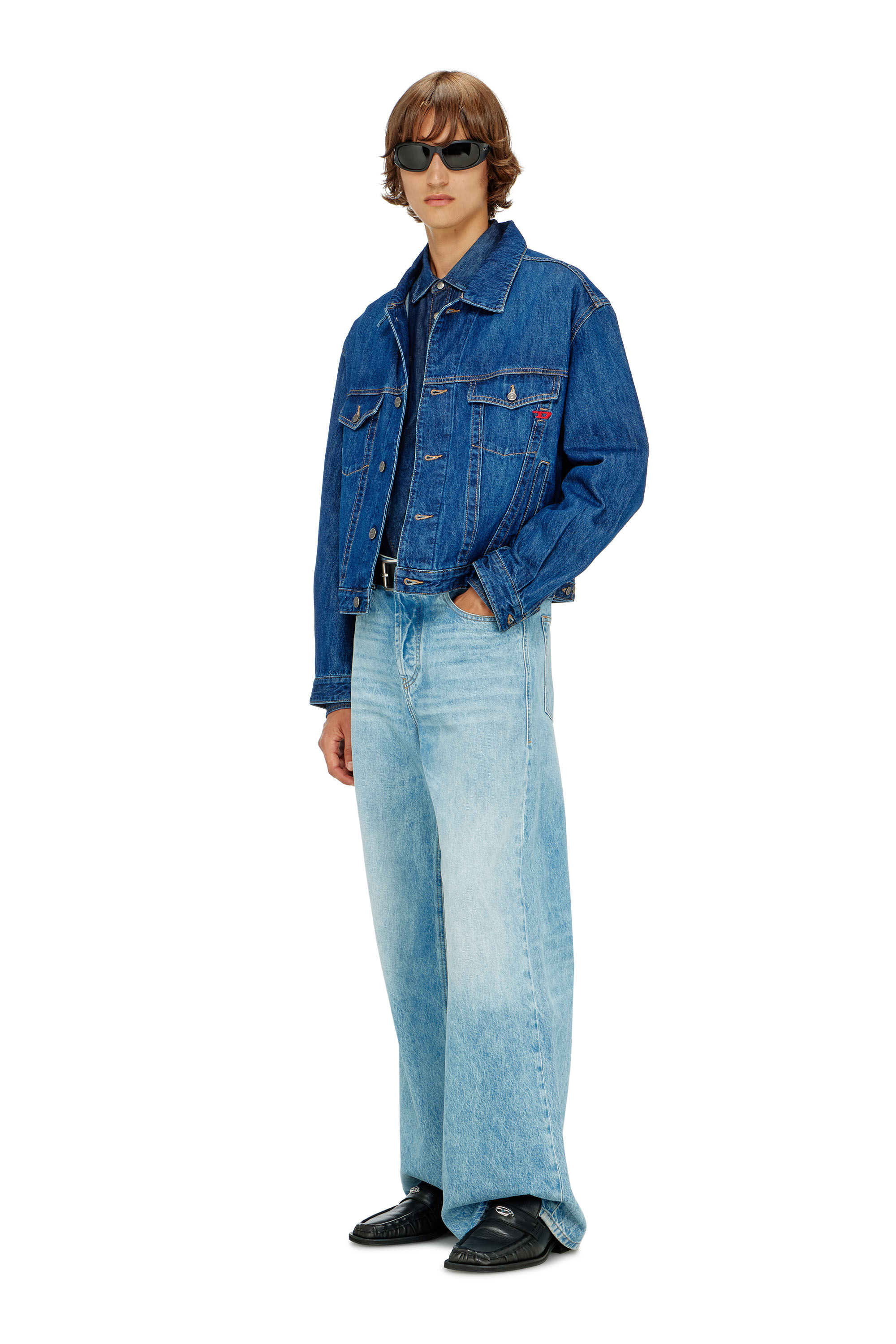 Diesel - D-RANGER, Herren Truckerjacke aus Denim in Mittelblau - 1