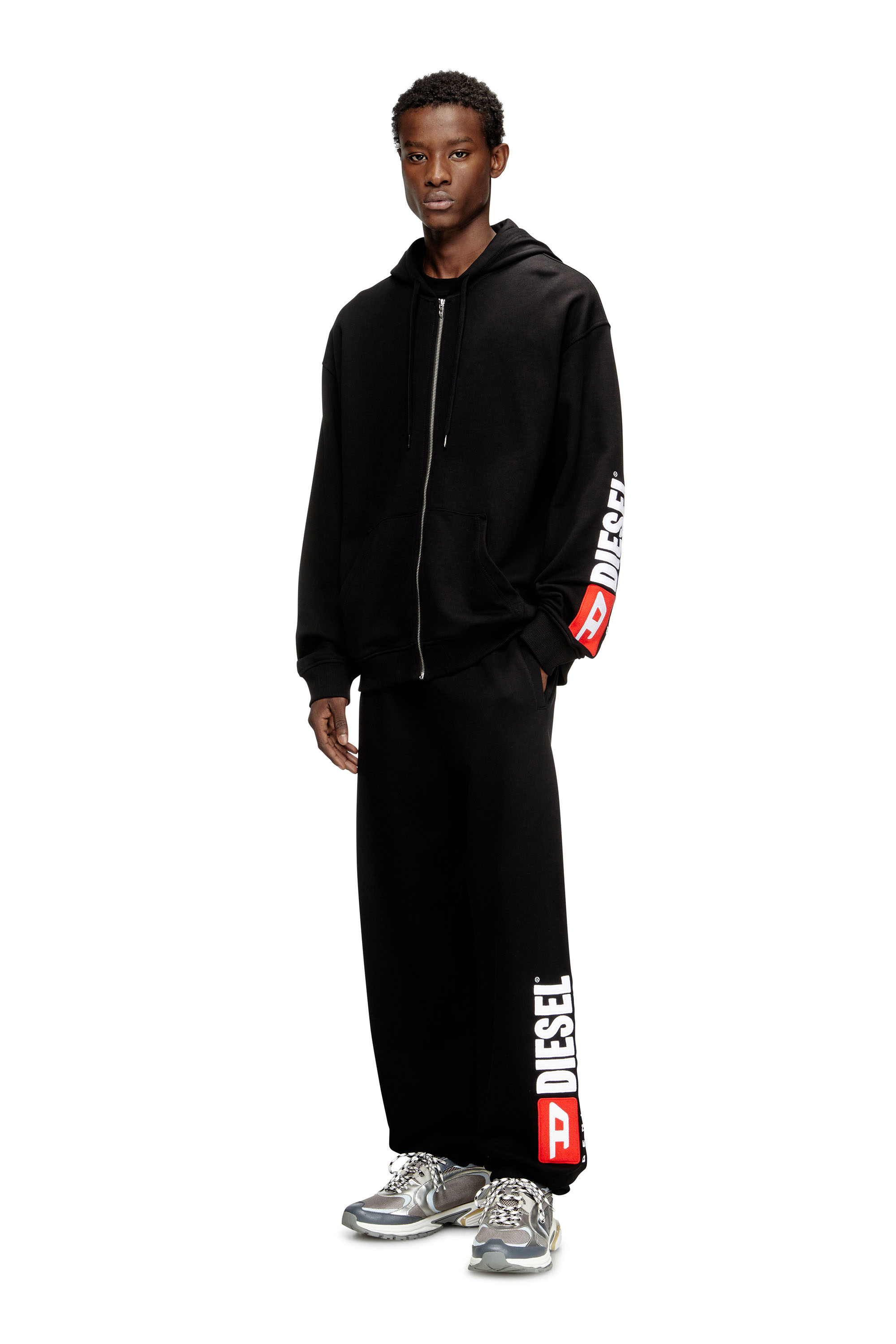 Diesel - S-BOXT-ZIP-HOOD-DIV, Herren Hoodie mit Logo-Patch-Stickerei in Schwarz - 1