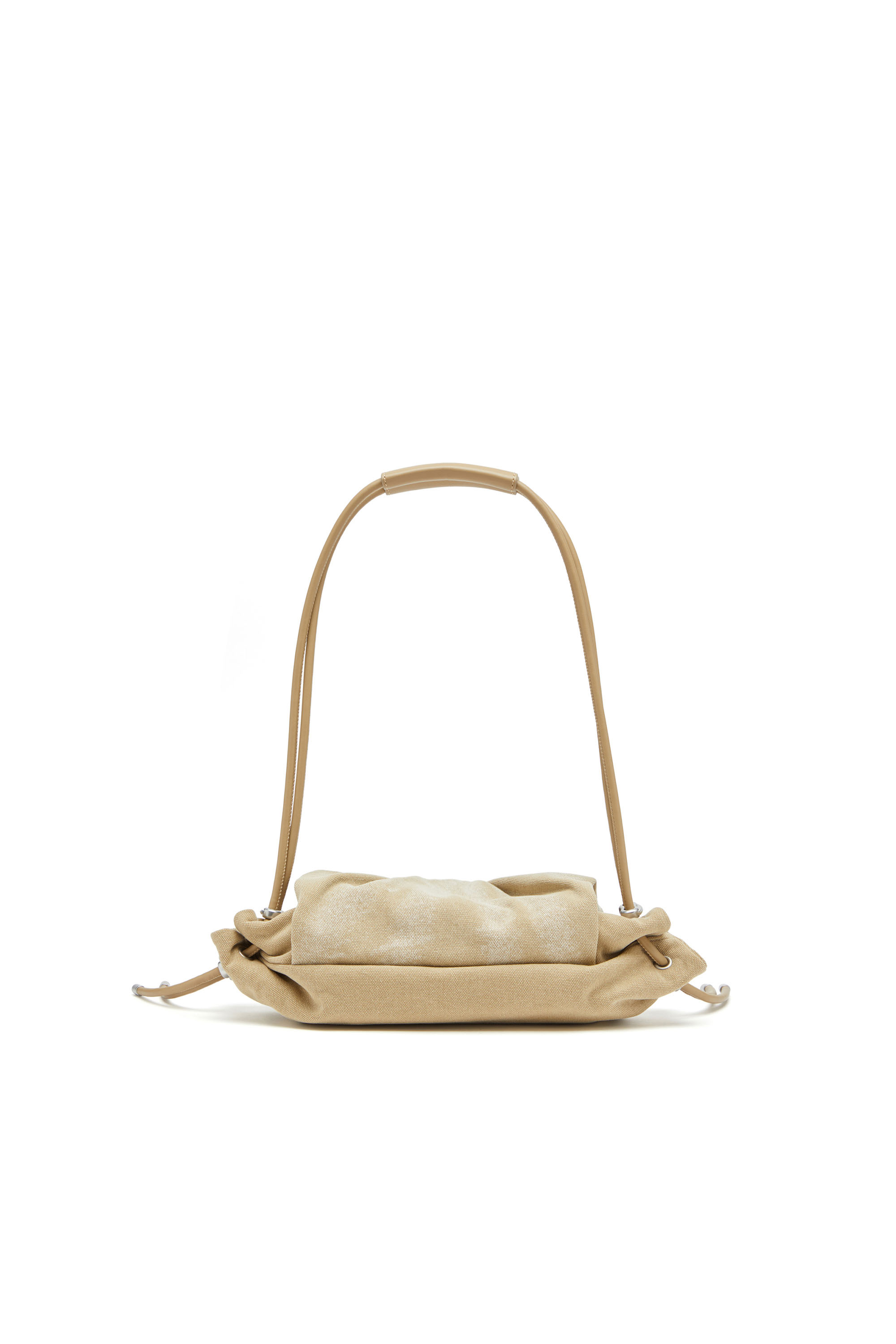 Diesel - SCRUNCH-D SHOULDER S, Damen Scrunch-D S-Kleine Schultertasche aus gewachstem Canvas in Beige - 2