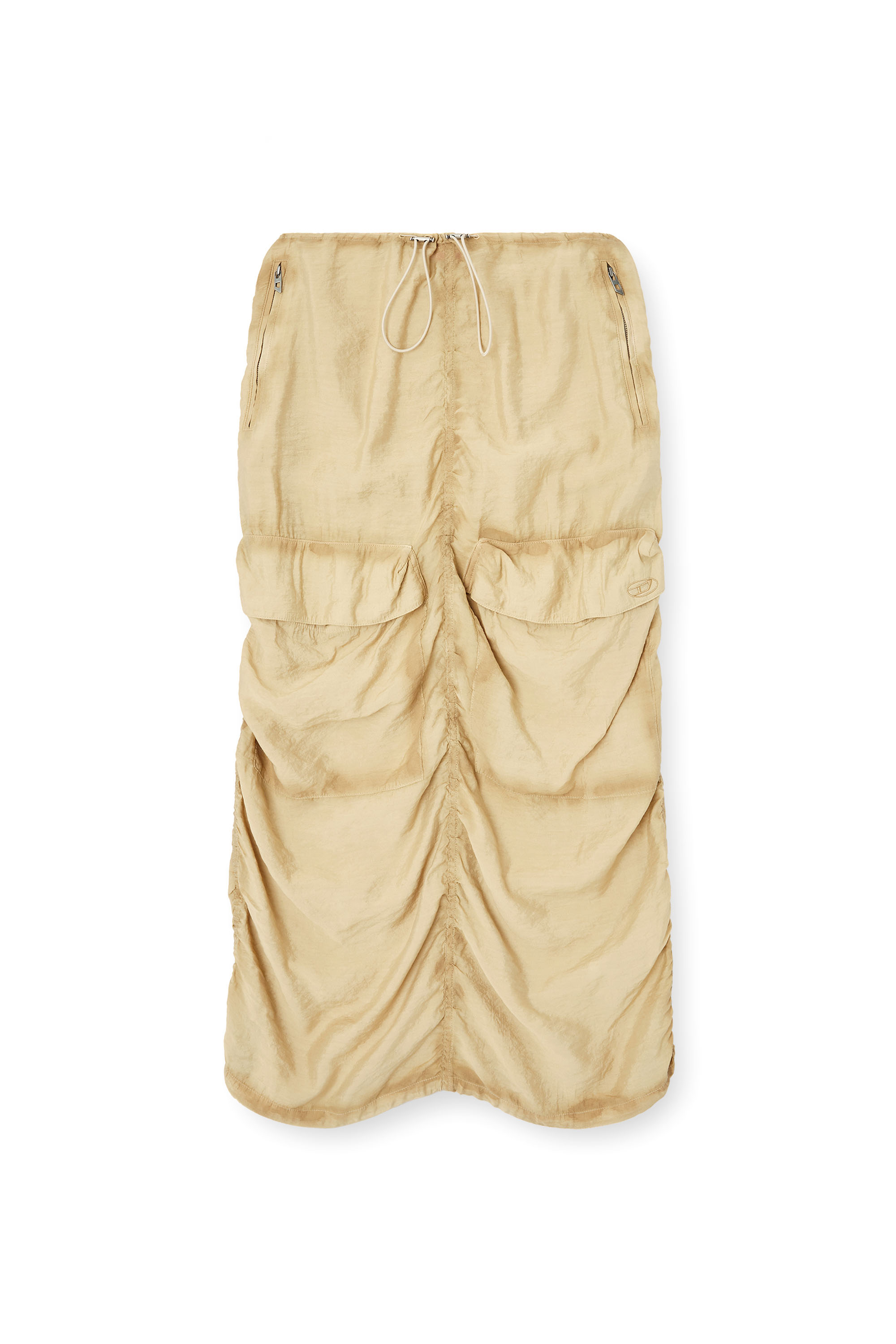 Diesel - O-RACLE, Damen Cargo-Midi-Rock aus behandeltem Viskose-Nylon in Beige - 2