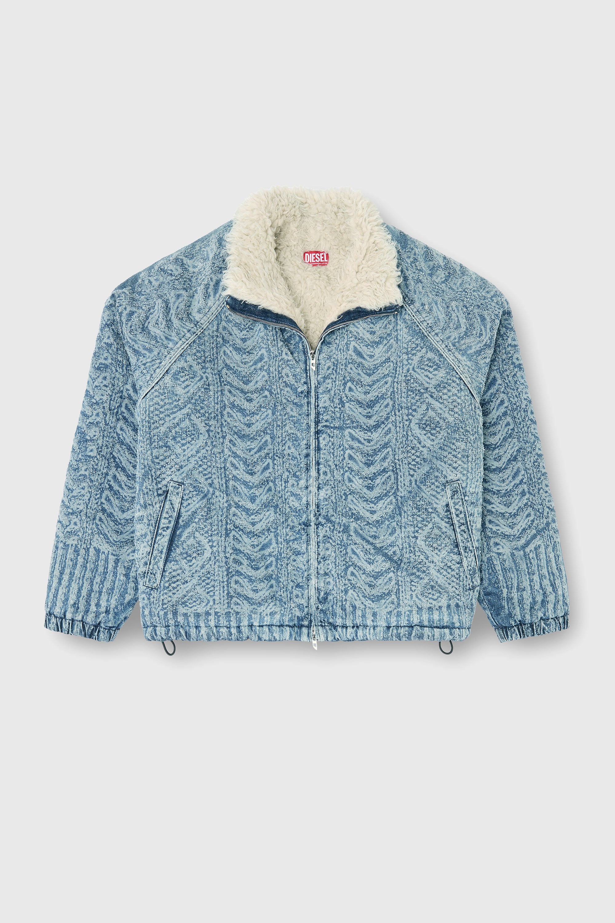 Diesel - D-KRAPS-S, Herren Jacke aus Denim mit Zopfmuster-Effekt in Mittelblau - 2