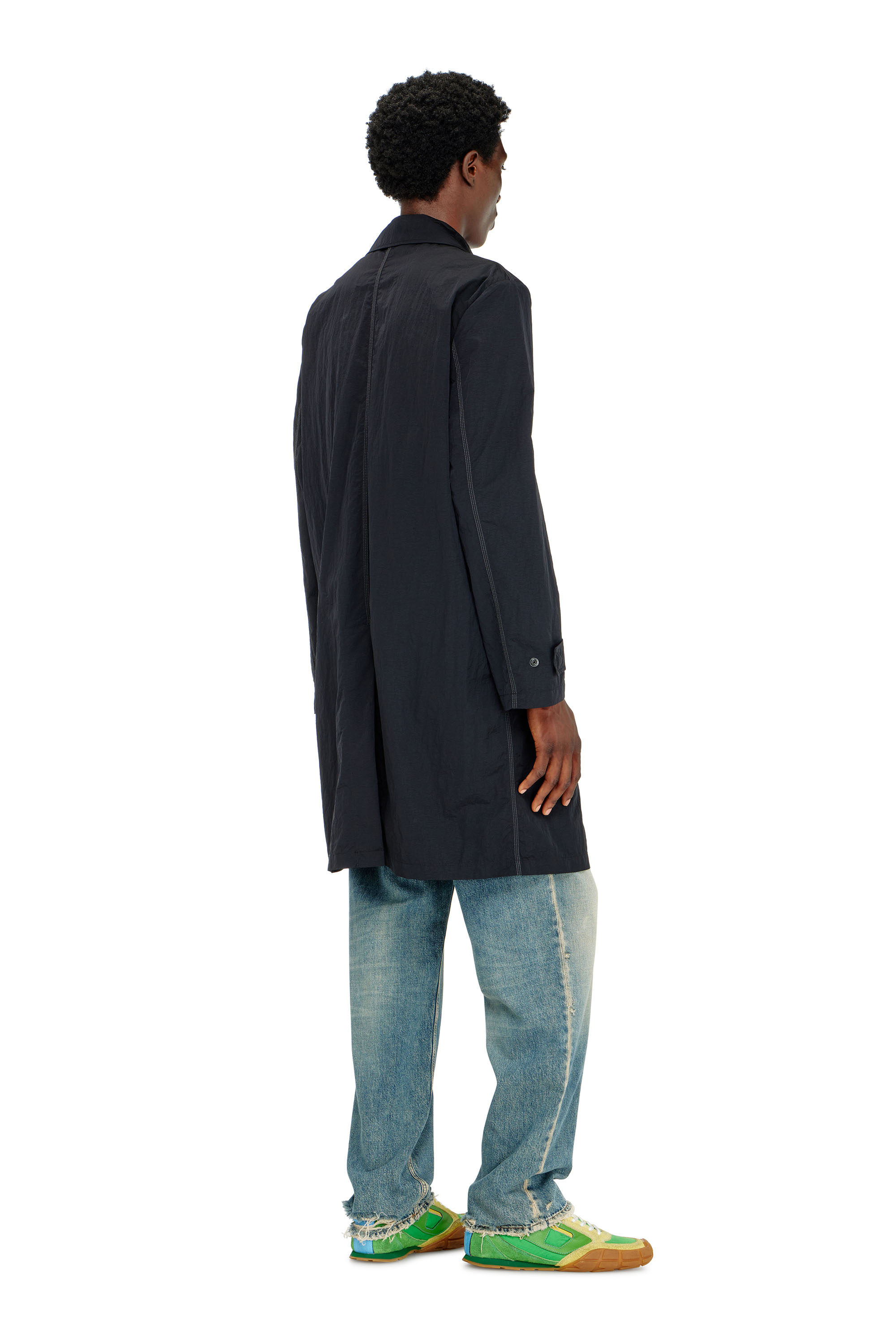 Diesel - J-BURHAT, Herren Nylonmantel mit gl&auml;nzendem Crinkle-Finish in Schwarz - 4