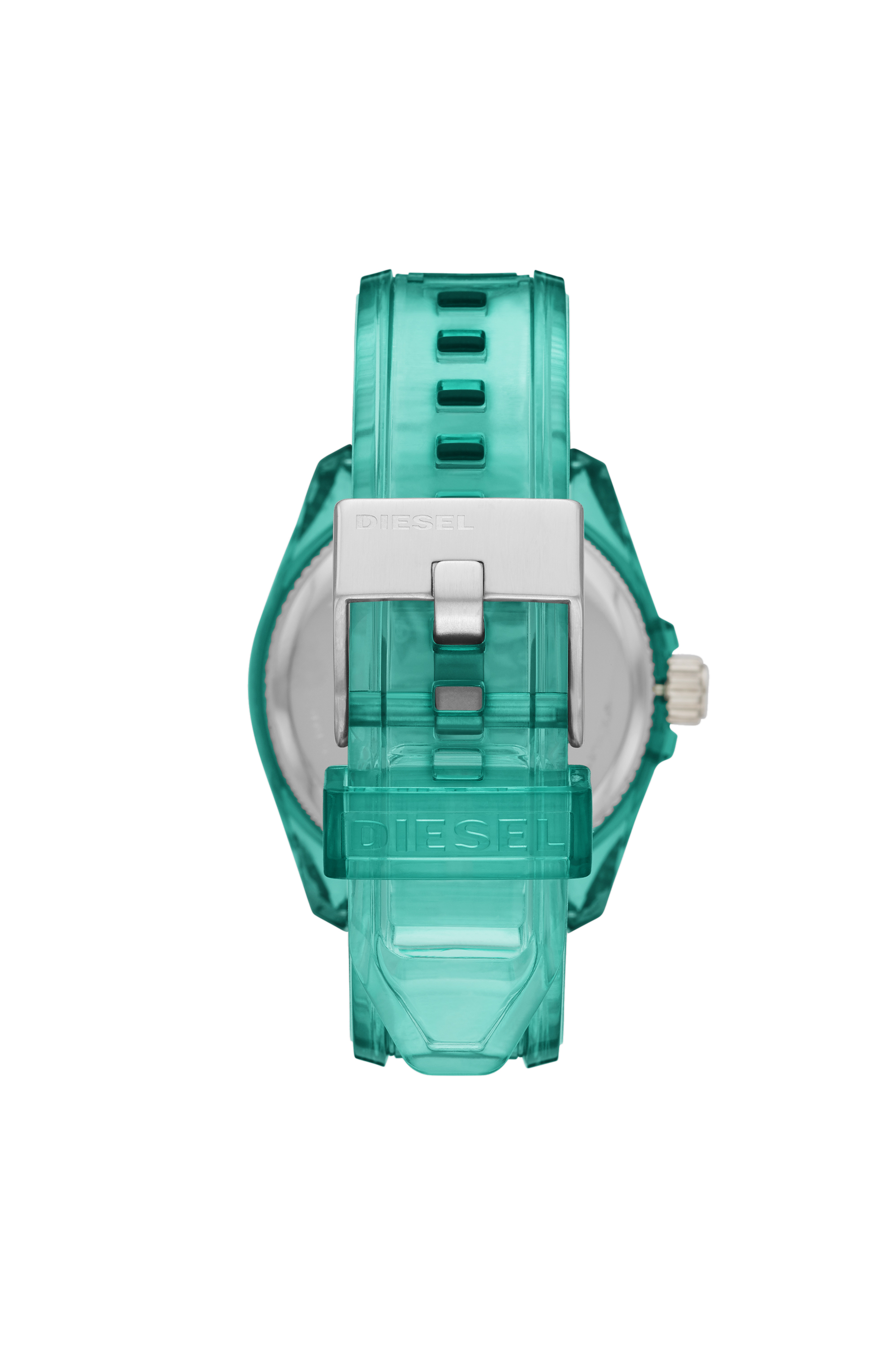 Diesel - DZ1928, Unisex MS9-Armbanduhr mit drei Zeigern und transparent grünem Armband in Azurblau - 2