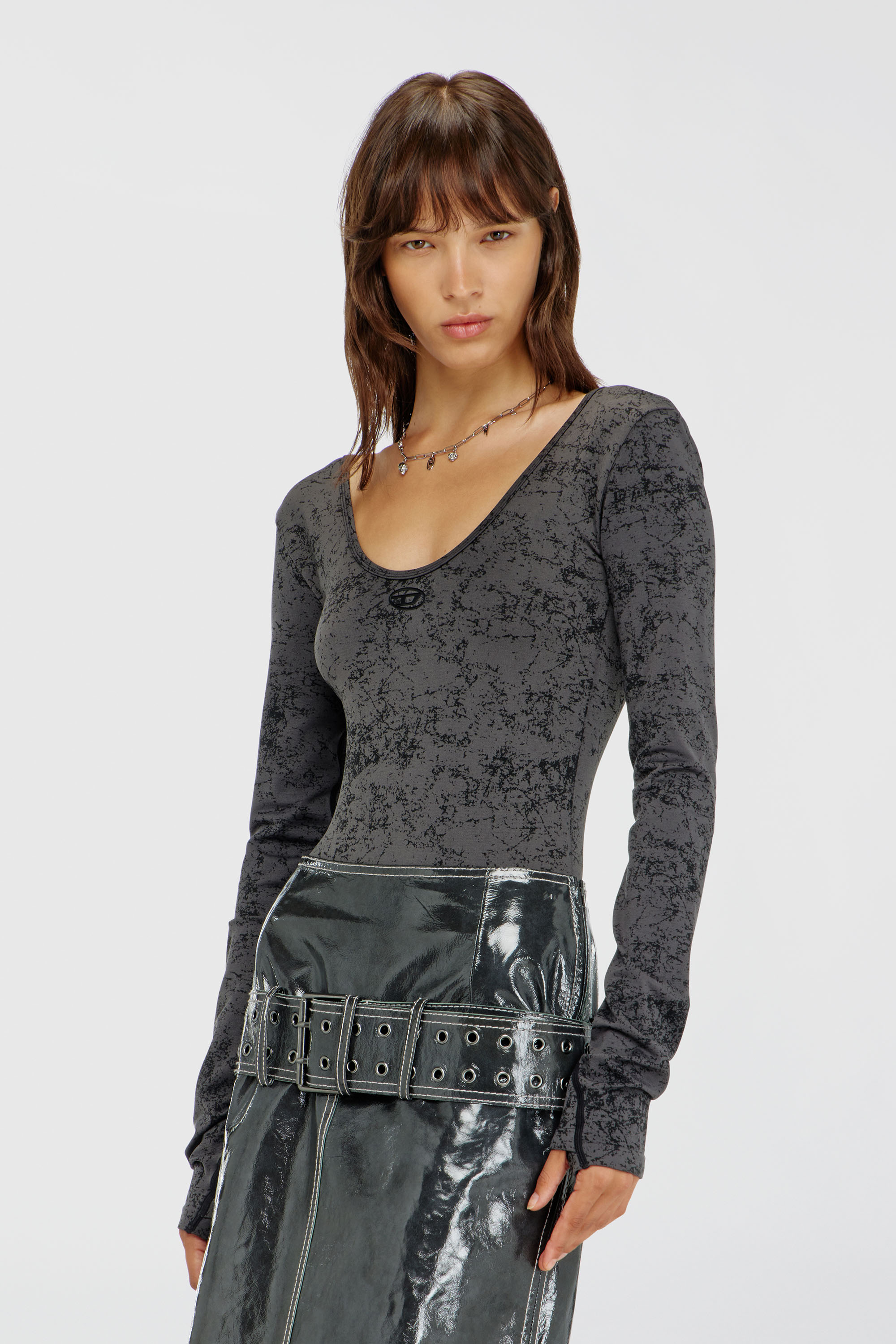 Diesel - IONNA-UTLT, Damen R&uuml;ckenfreier Bodysuit mit utility-print in Schwarz - 5