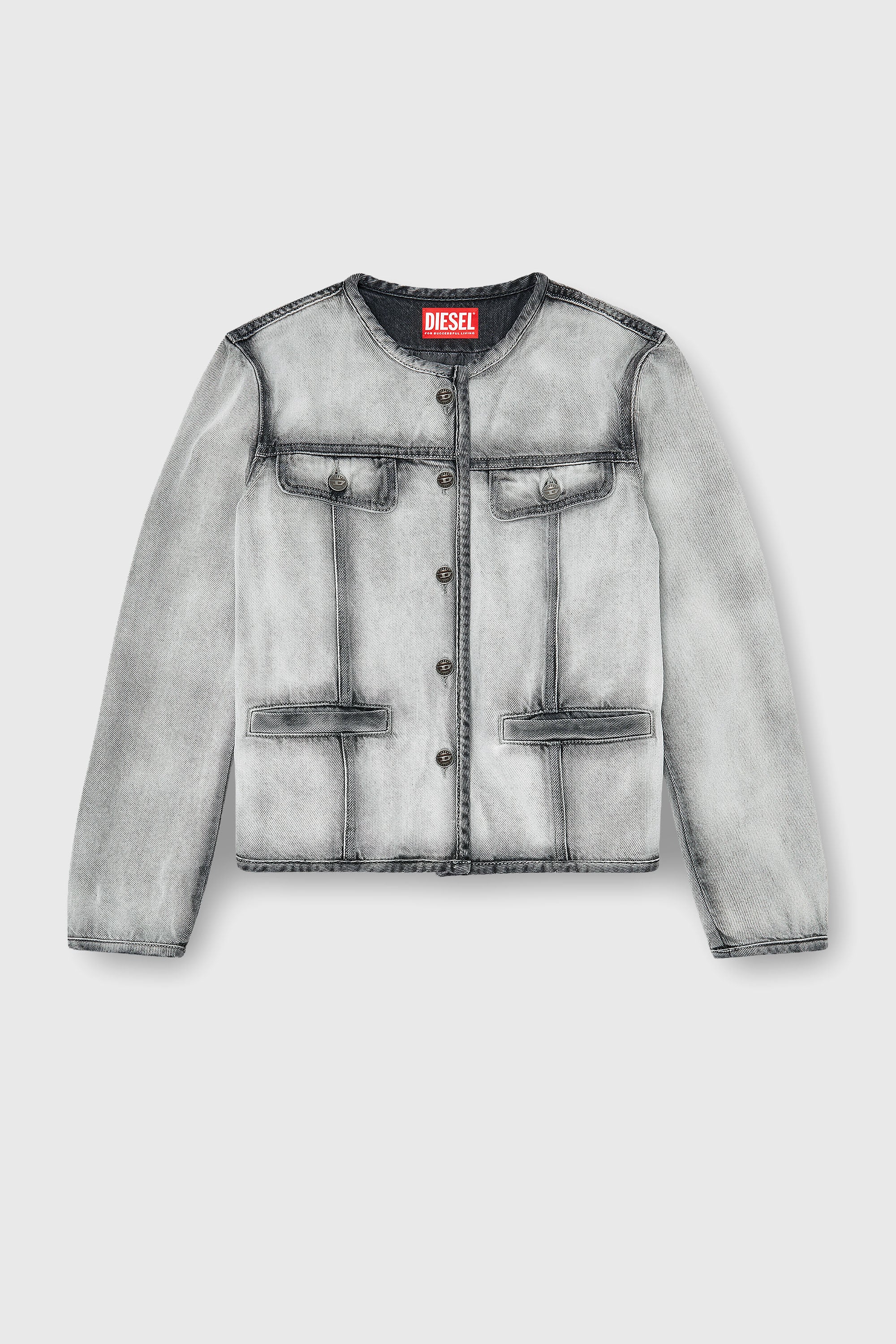 Diesel - DE-GRAFY-FSI, Damen Jacke aus weichem Skeleton-Denim in Grau - 2