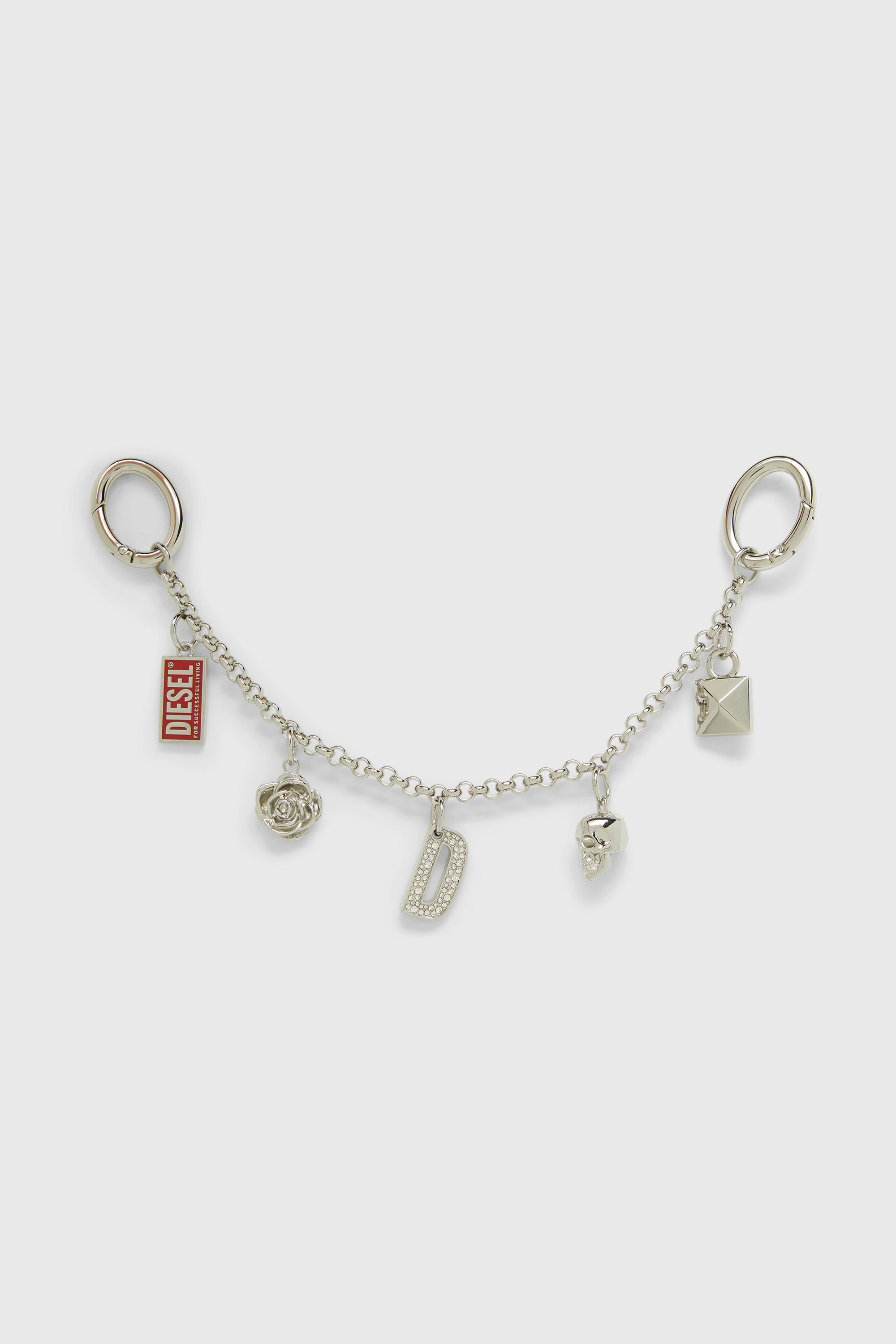 Diesel - CHAIN-D II S, Damen Metallkette mit ikonischen Anh&auml;ngern in Silber - 1
