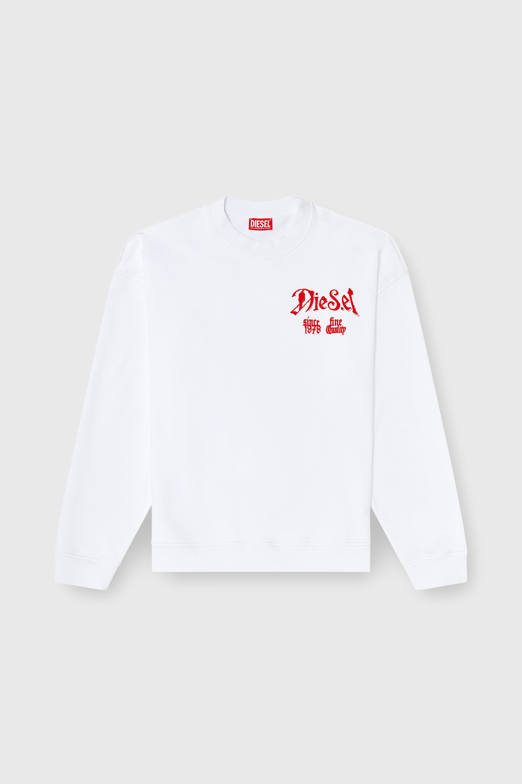 Diesel - S-BOXT-AA2, Herren Sweatshirt aus Baumwolle mit Flockprint in Wei&szlig; - 2