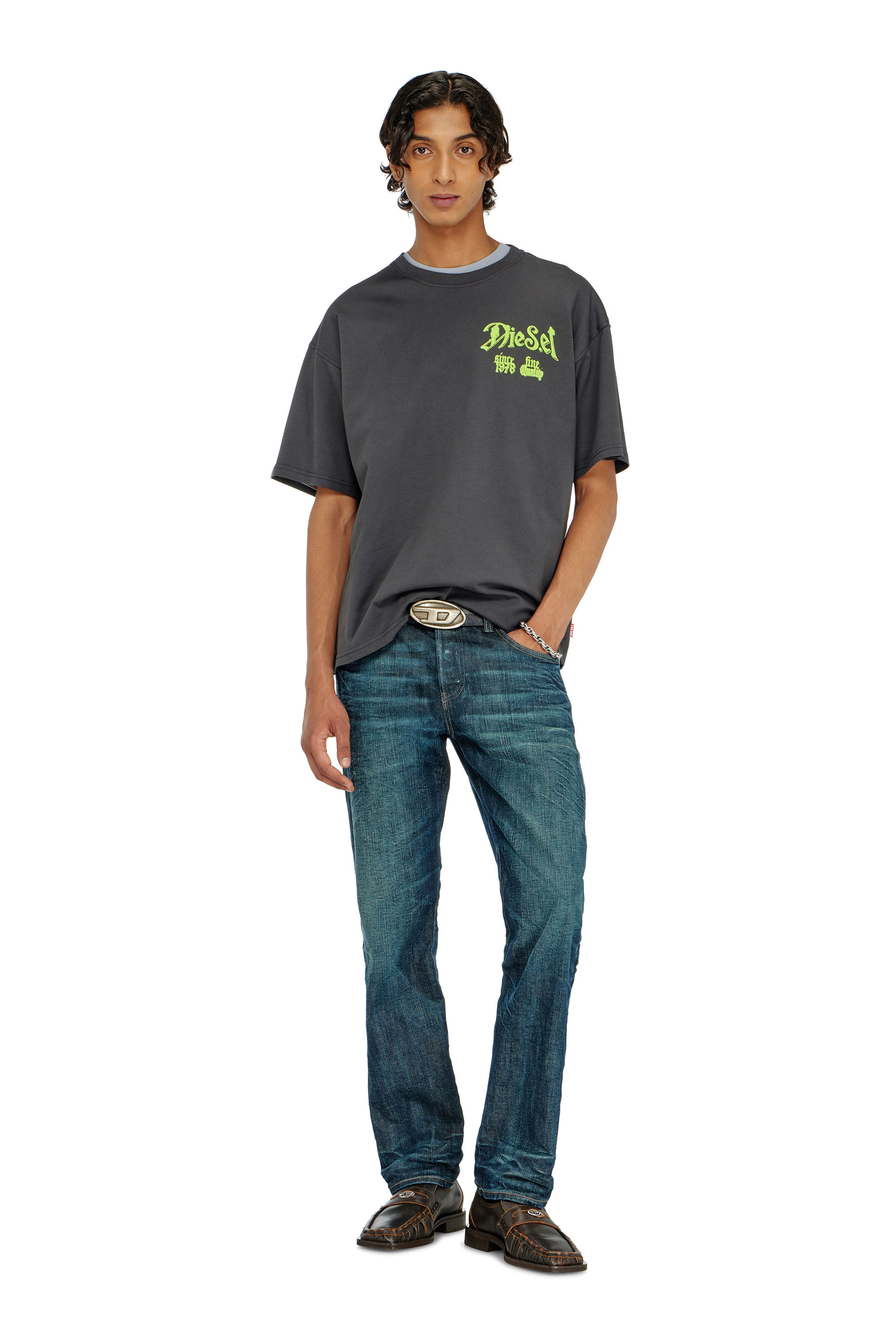 Diesel - T-BOXT-AA2, Herren Baumwoll-T-Shirt mit Flock-Print in Dunkelgrau - 1