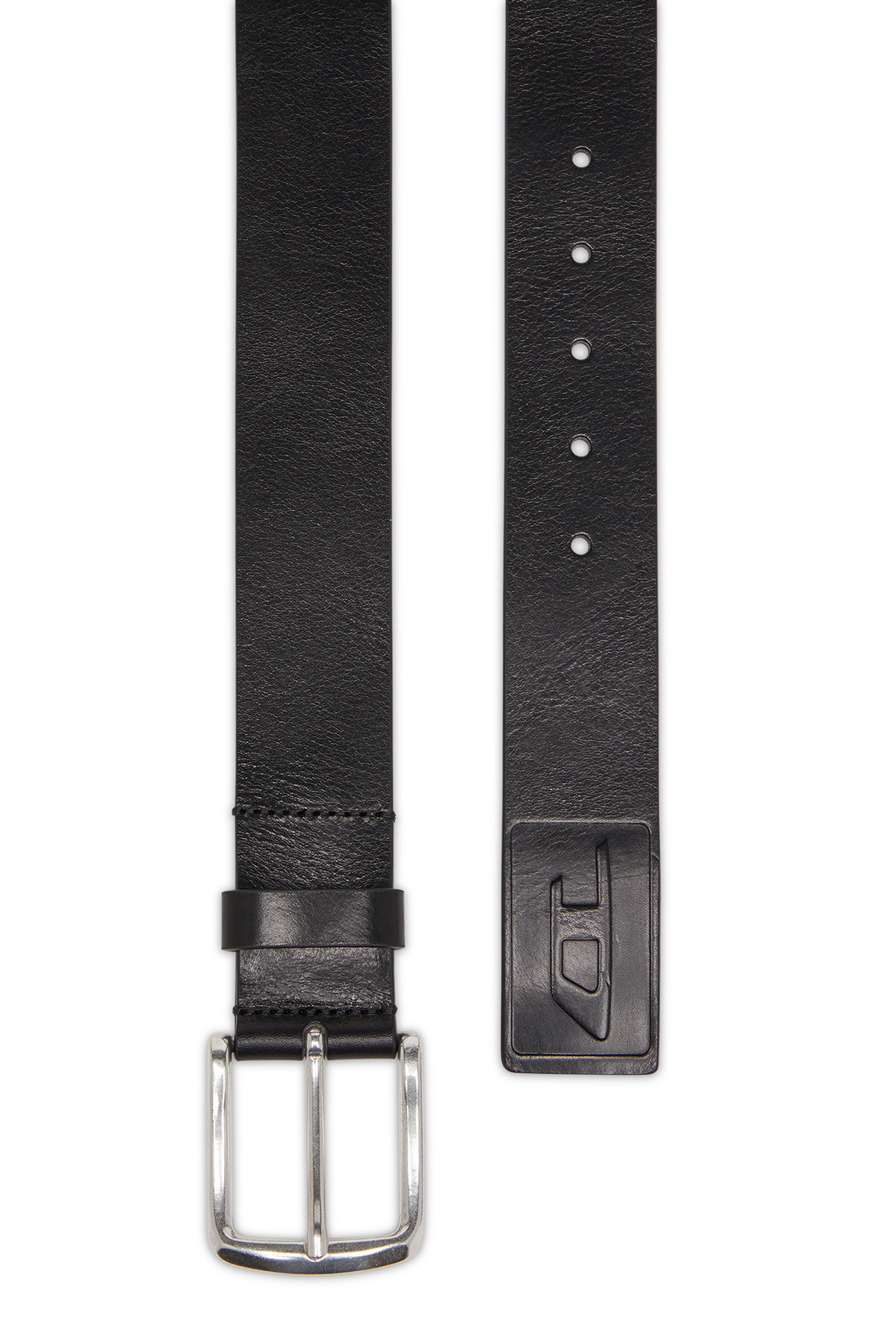 Diesel - B-FLAG-D EMBOSSED, Herren 4 cm Ledergürtel mit eingeprägtem Logo in Schwarz - 2
