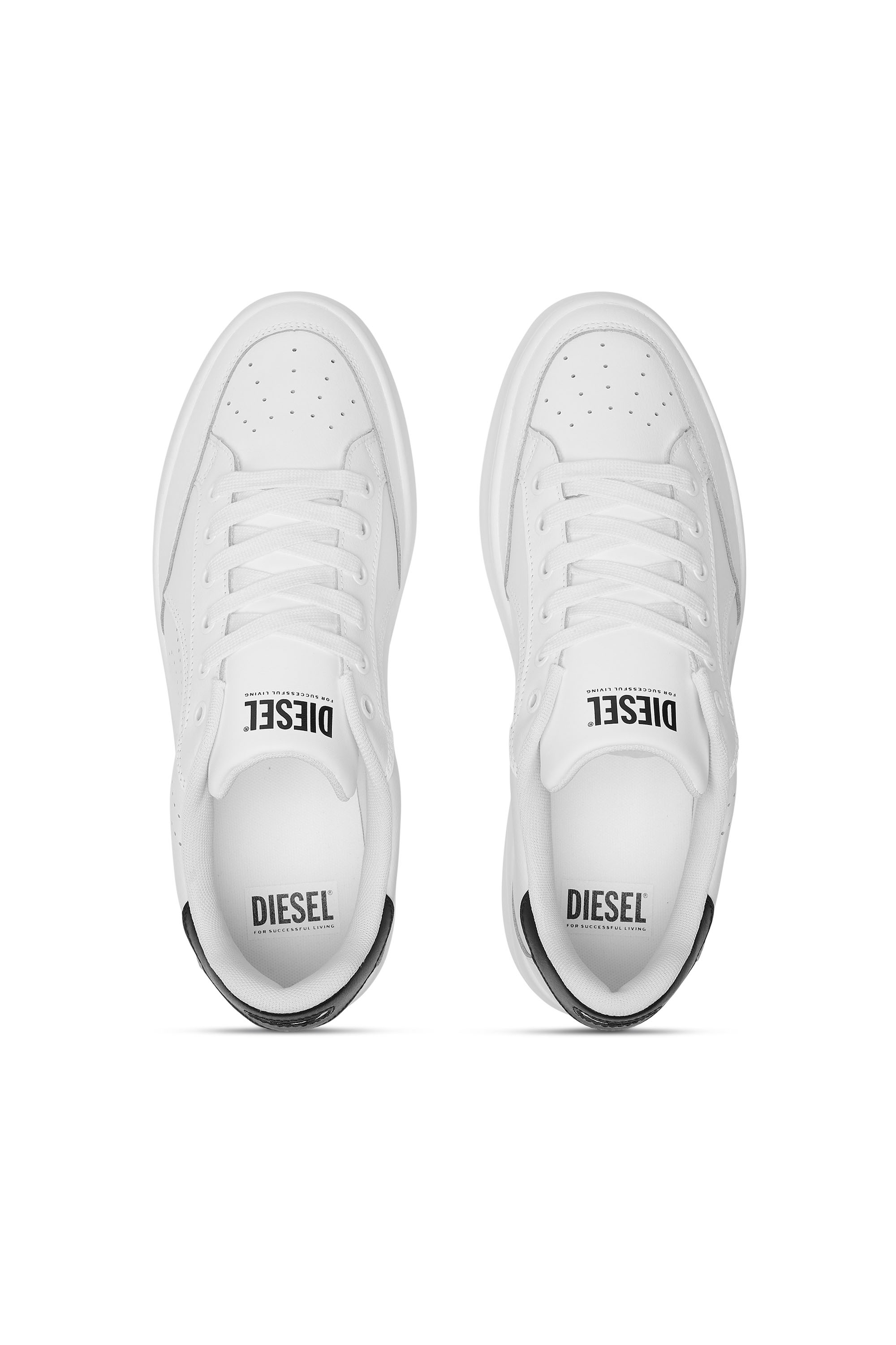 Diesel - S-DAKOTA LOW, Herren S-Dakota-Sneakers aus Leder mit perforiertem Logo in Weiss/Schwarz - 4