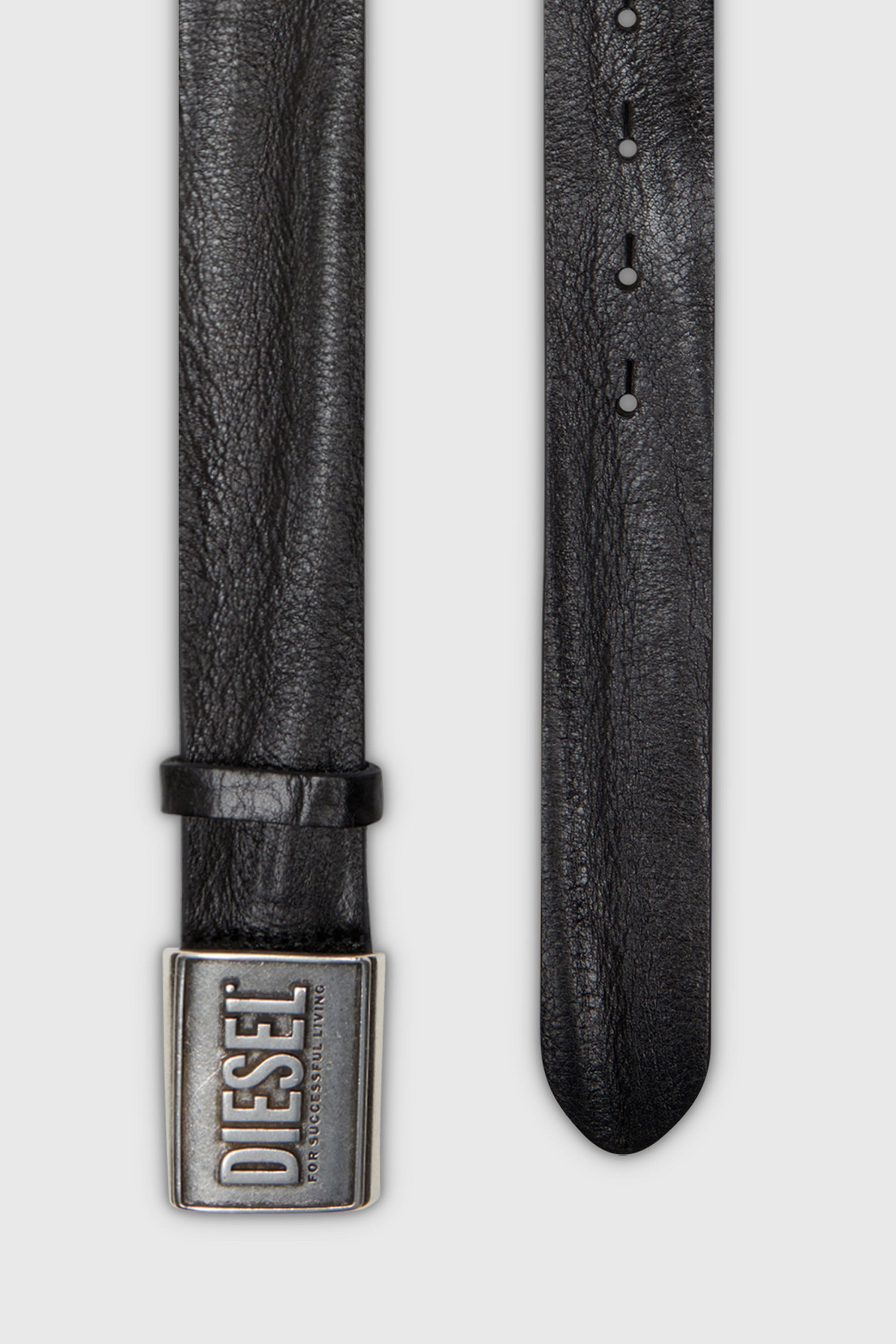 Diesel - B-METAL BISCOTTO, Herren Lederg&uuml;rtel 4 cm mit Logoplatte in Schwarz - 2