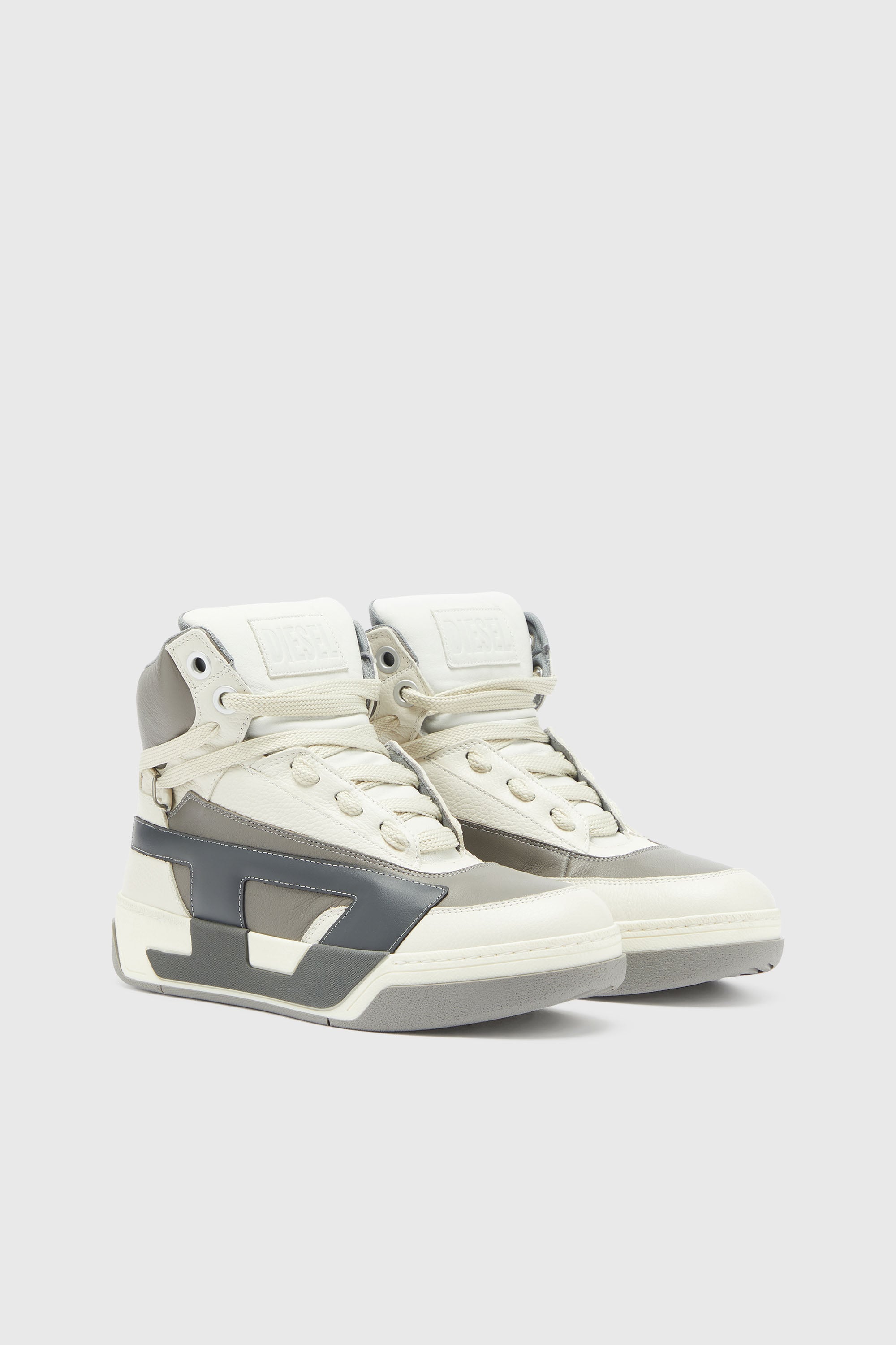 Diesel - S-D-OLLIE MID, Herren S-D-Ollie - High-Top-Sneaker aus Leder mit D-Logo in Wei&szlig;/Grau - 2