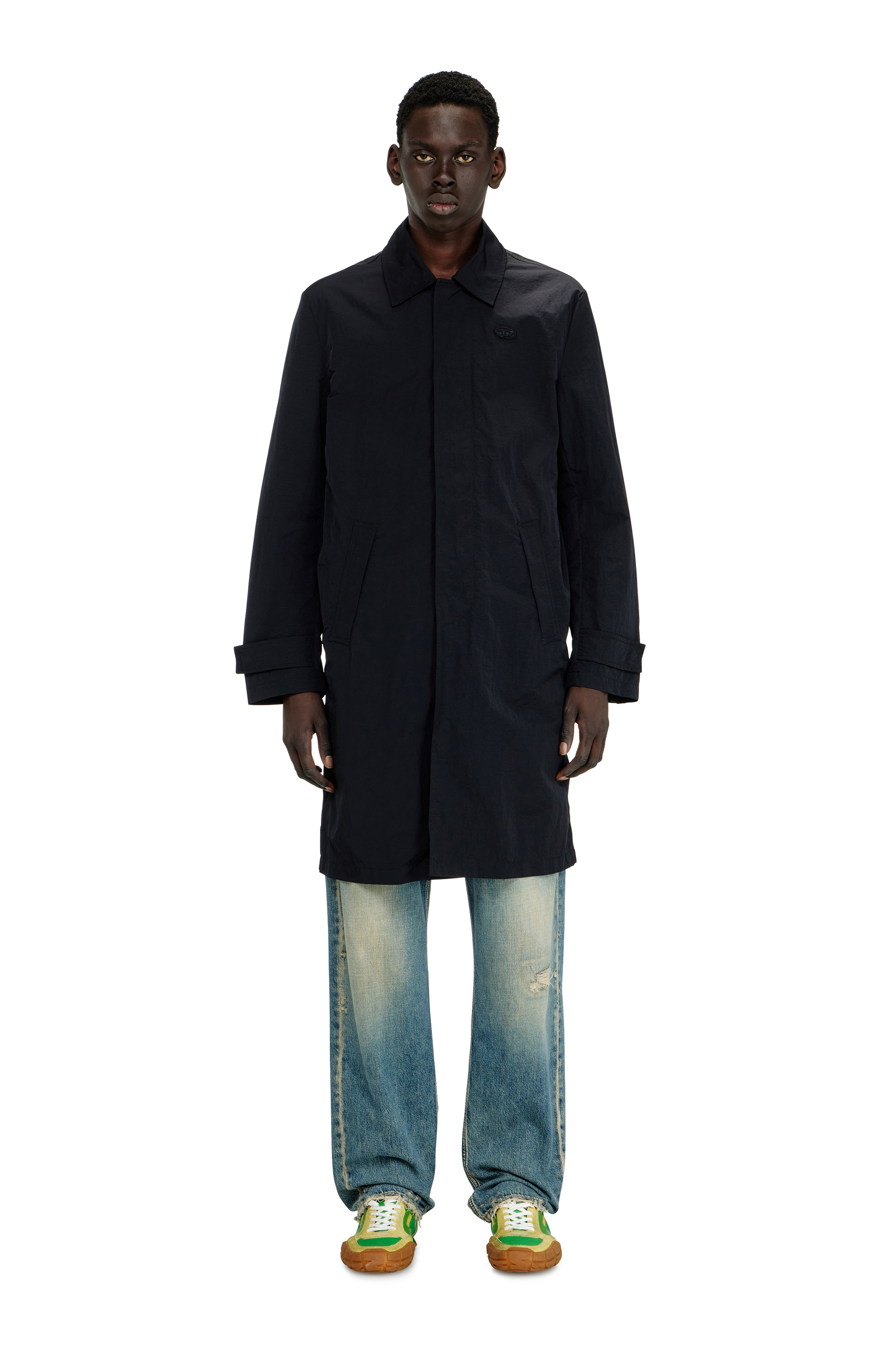 Diesel - J-BURHAT, Herren Nylonmantel mit gl&auml;nzendem Crinkle-Finish in Schwarz - 3