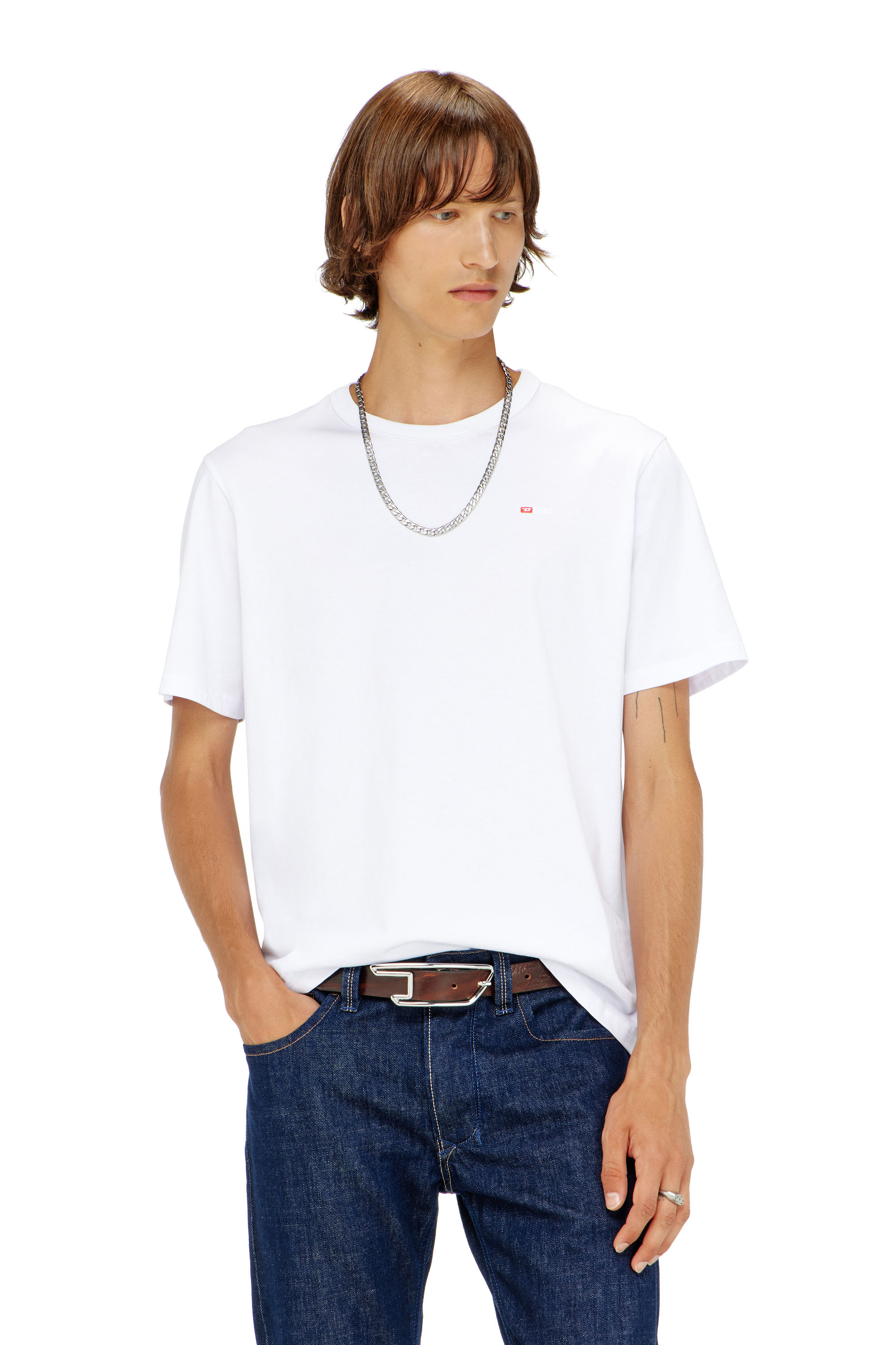 Diesel - T-ADJUST-MICRODIV, Unisex T-Shirt mit gesticktem Mikro-Logo in Wei&szlig; - 3