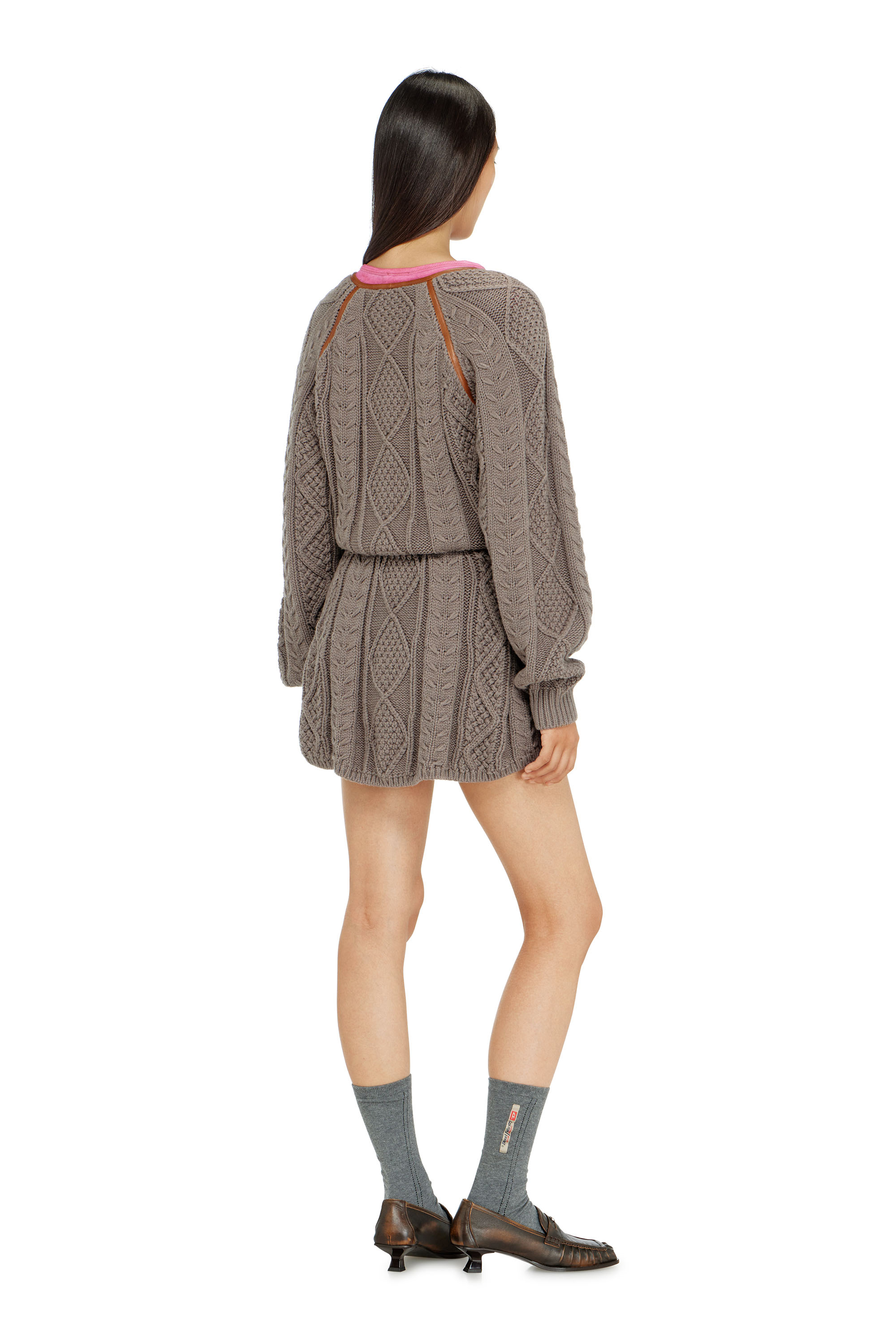 Diesel - M-INTESSE, Damen Mini-Strickkleid im Zopfmuster in Grau - 4