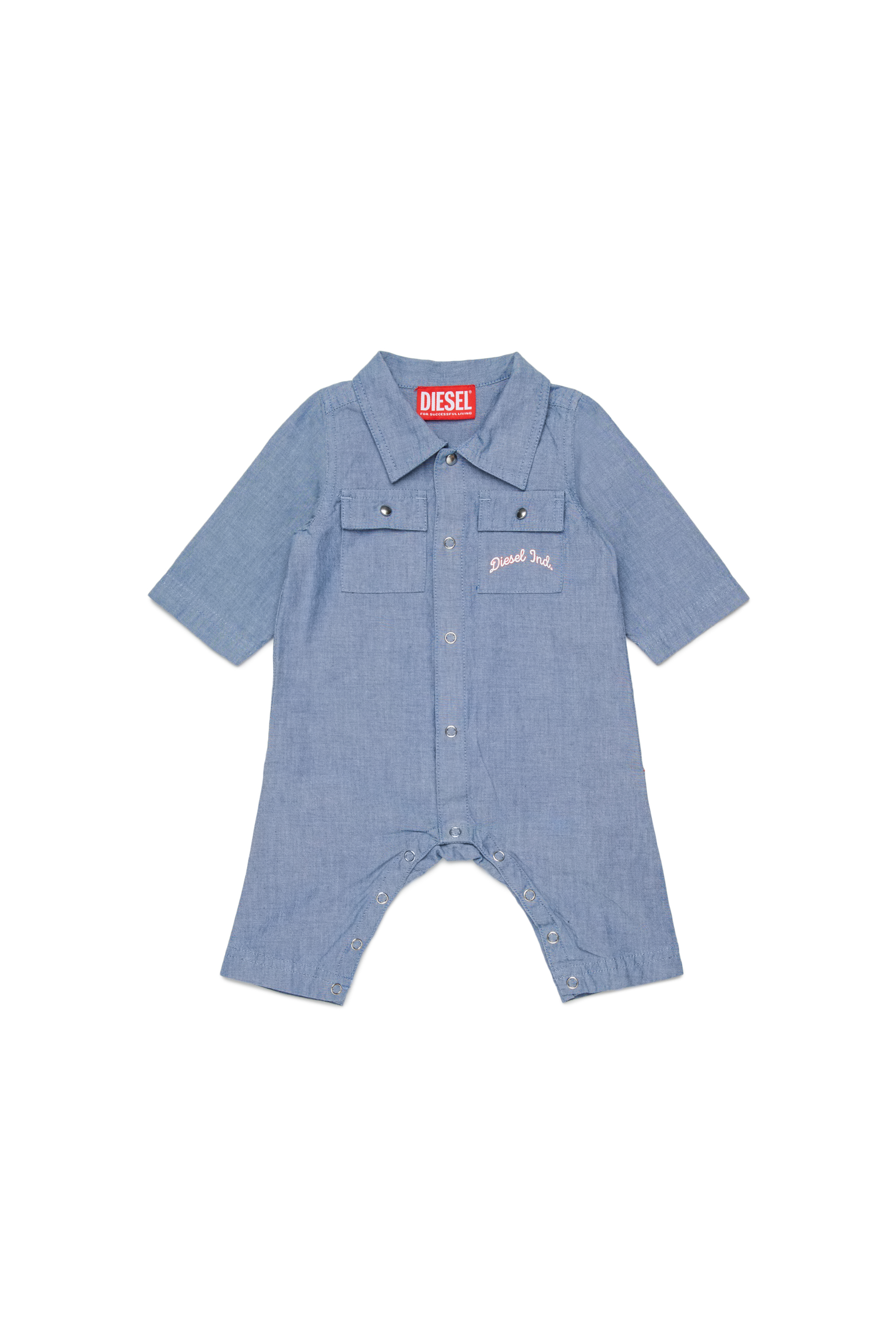 Diesel - JUSTY-NB, Unisex Baumwoll-Jumpsuit mit bestickten Taschen in Blau - 1