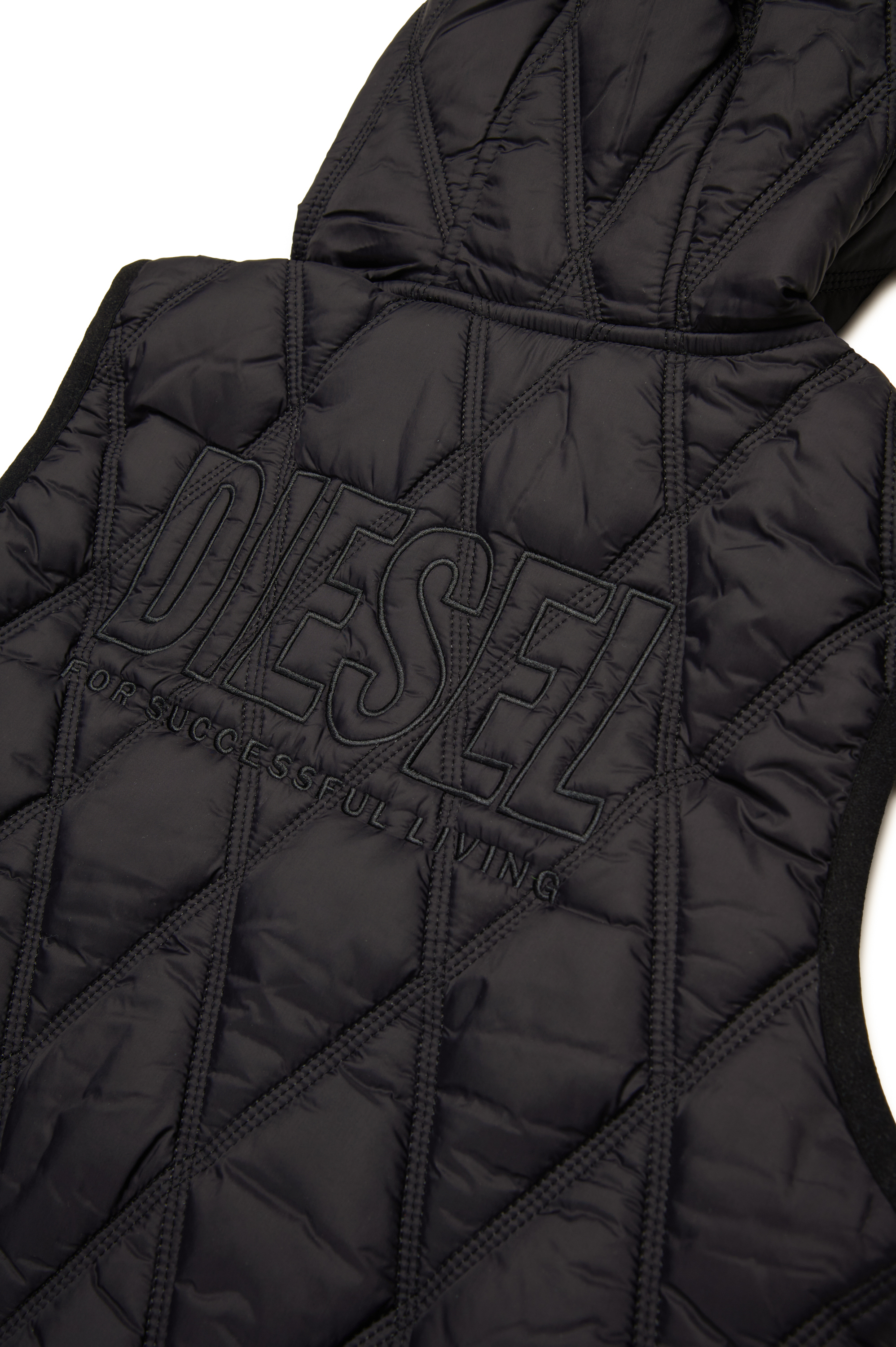 Diesel - JFOSSIR, Unisex's Light hooded quilted vest in Black - 4