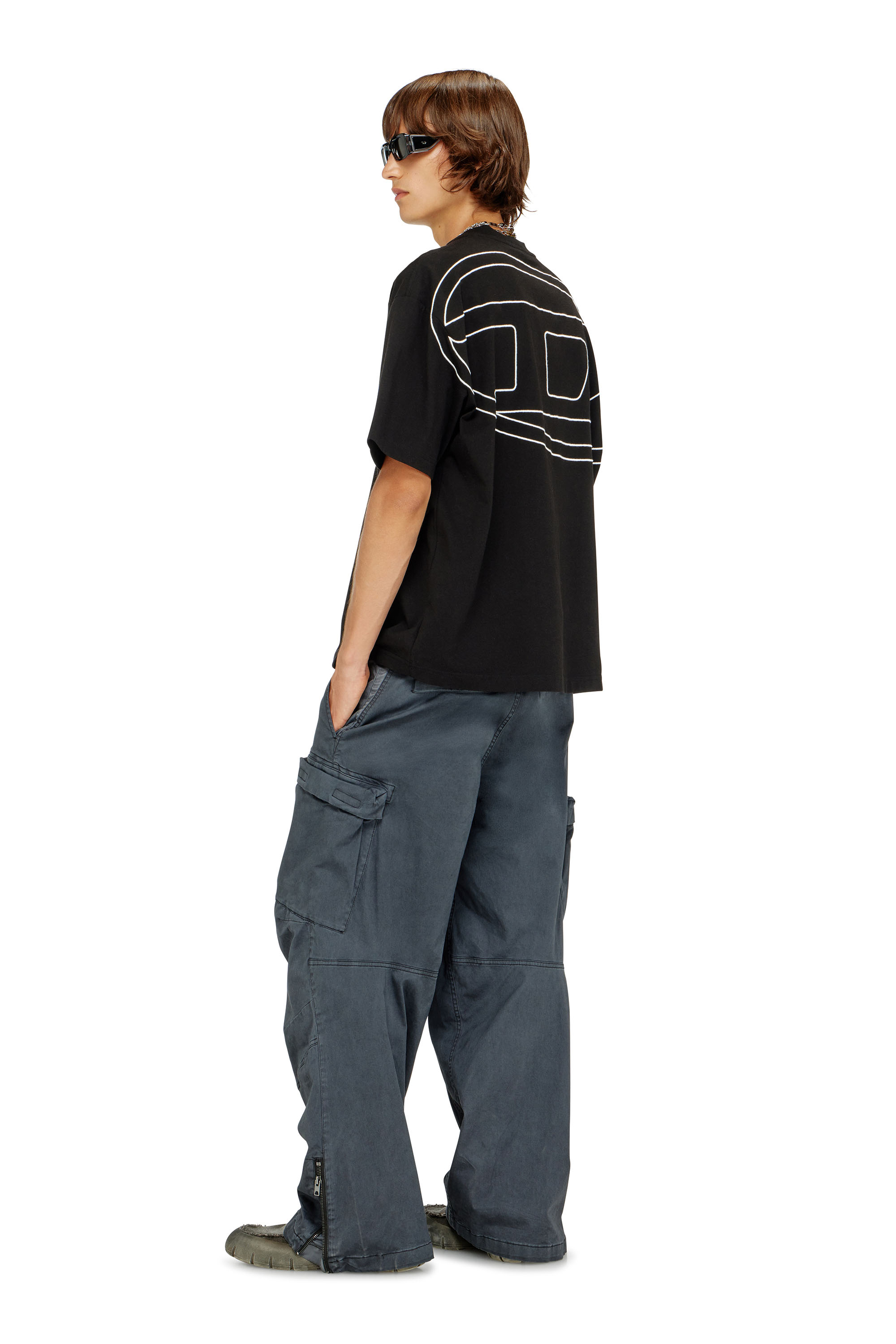 Diesel - T-BOGGY-MEGOVAL-D, Herren T-Shirt mit gro&szlig;er Oval D-Stickerei in Schwarz - 2