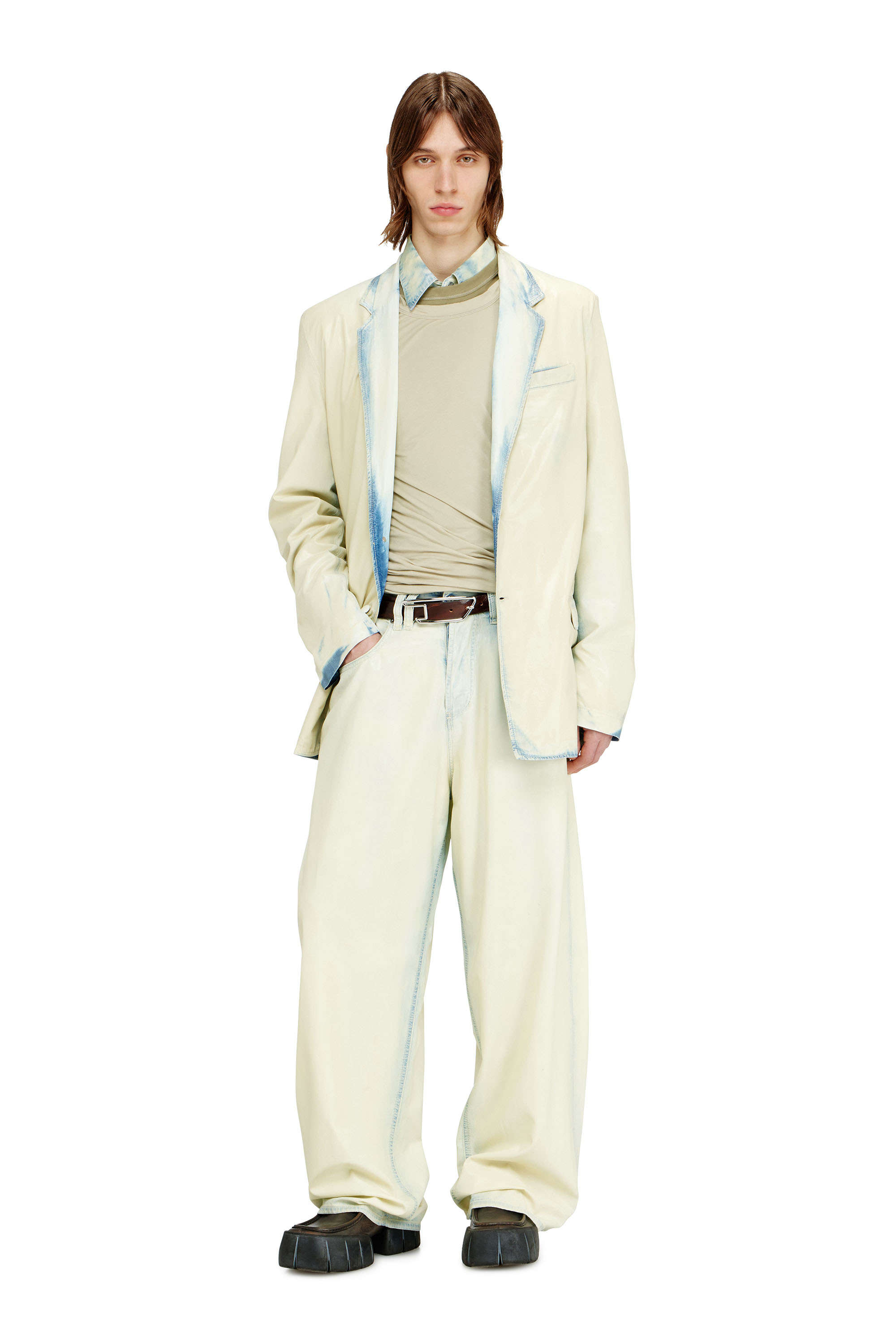 Diesel - D-NIVALE-FSI, Herren Blazer aus flie&szlig;endem X-Ray-Bleach-Denim in Hellblau - 1