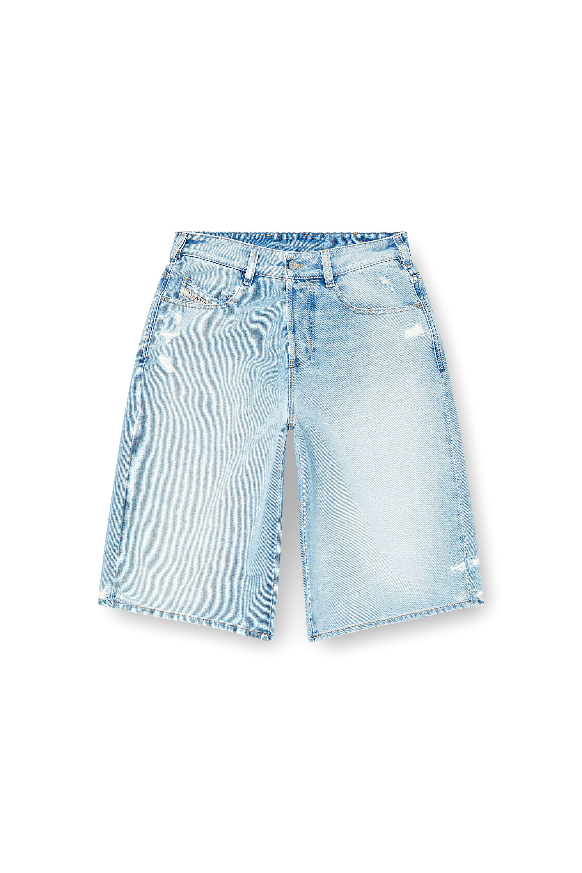 Diesel - D-ENIM-M-SHORT, Unisex Shorts aus Denim mit Destroyed-Effekt in Hellblau - 2